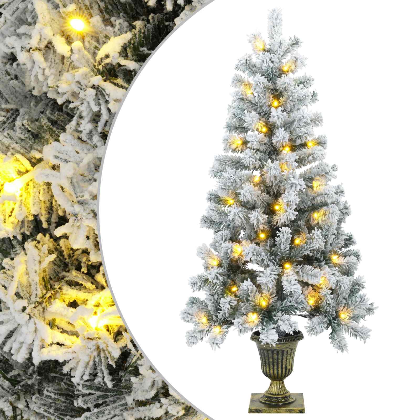 Mini-weihnachtsbaum, Beflockt 120 Cm 100 Leds Warmes Weiß Pvc Vidaxl