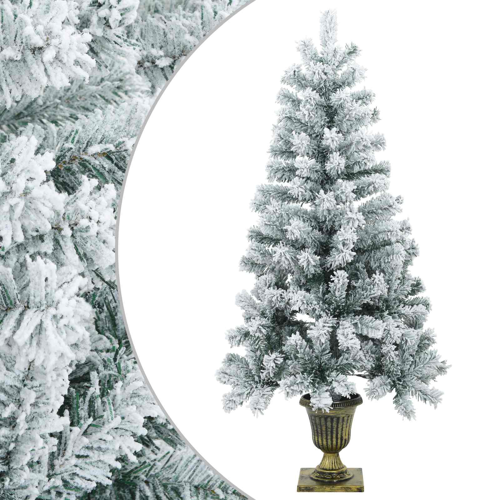Mini-weihnachtsbaum Beflockt 120 Cm Pvc Grün Und Weiß Vidaxl