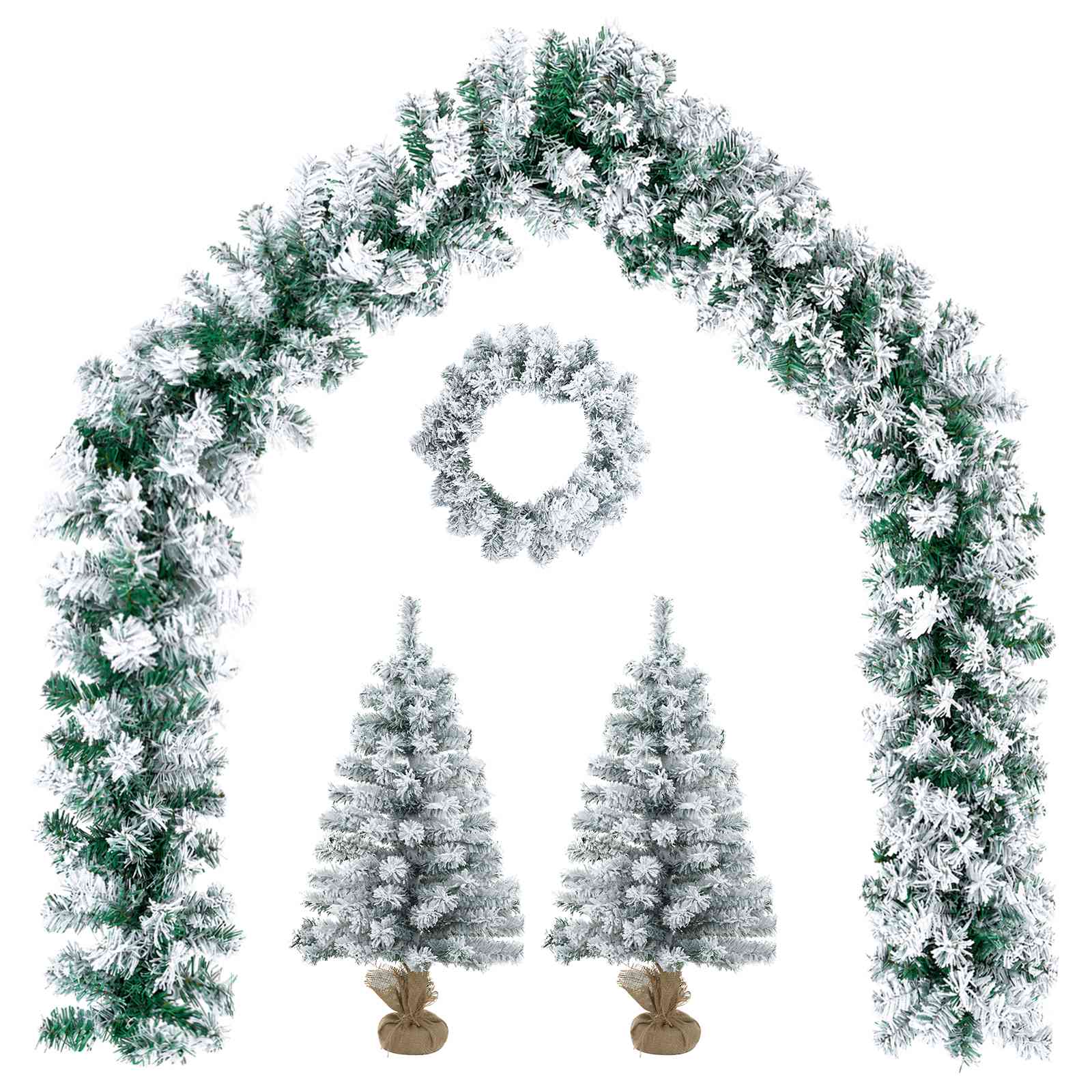 Mini-weihnachtsbaum-set 45 Cm Pvc Grün Und Weiß Vidaxl