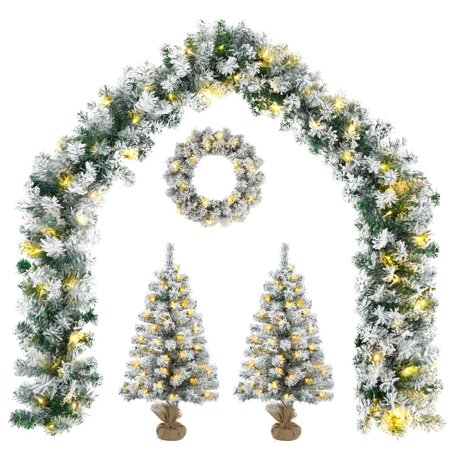 Mini-weihnachtsbaum-set 45 Cm 125 Leds Warmes Weiß Pvc Vidaxl