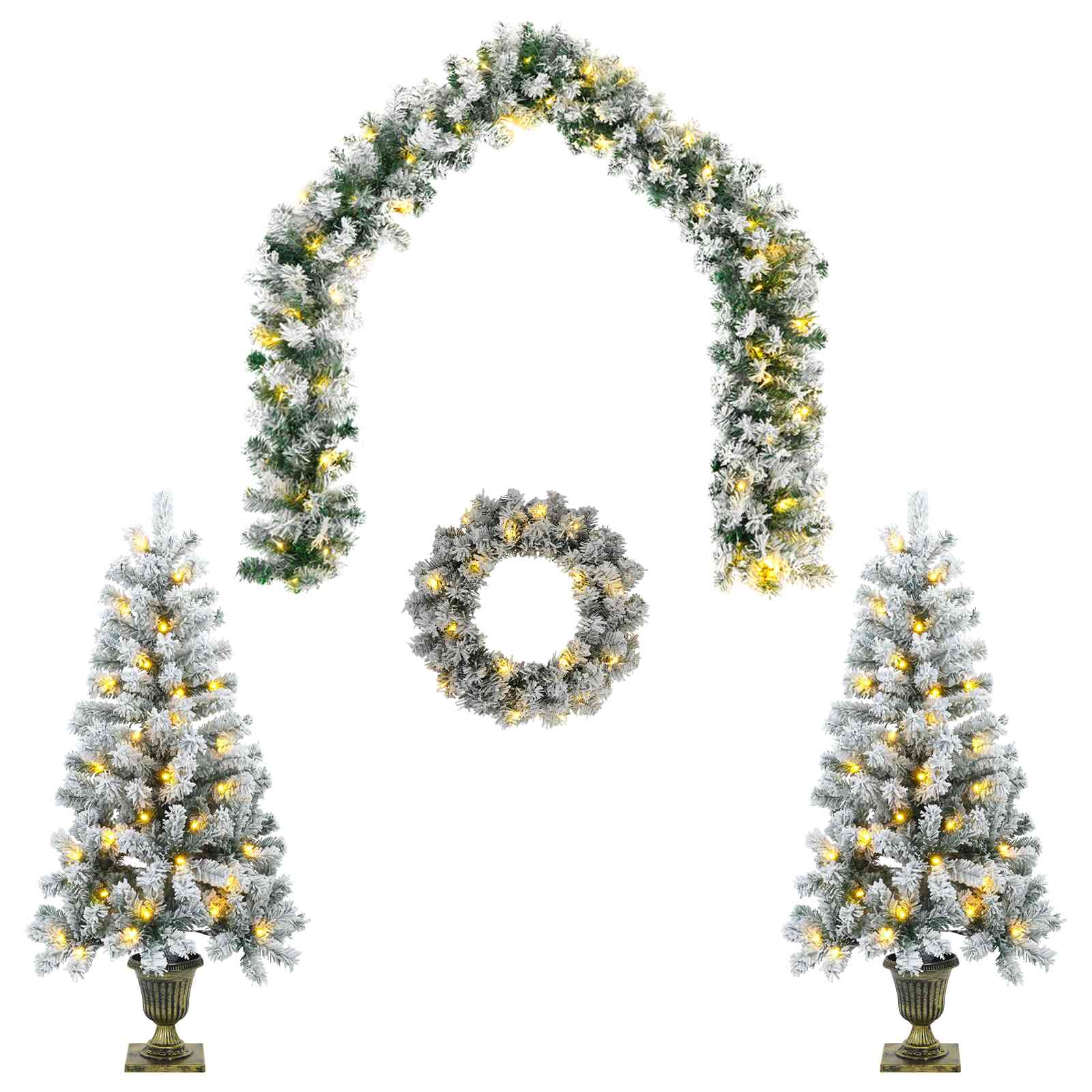 Mini-weihnachtsbaum-set 120 Cm 275 Leds Warmes Weiß Pvc Vidaxl