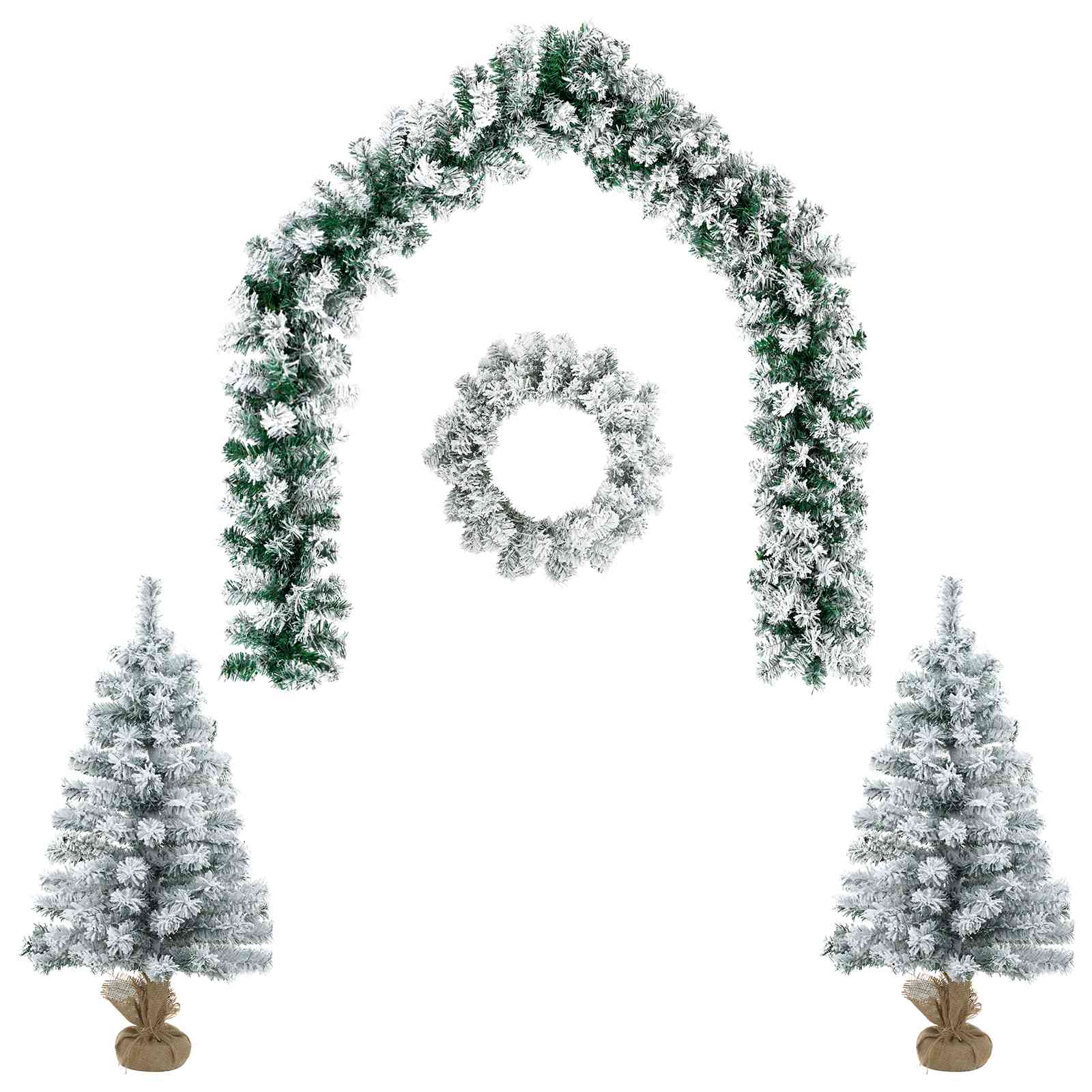 Mini-weihnachtsbaum-set 90 Cm Pvc Grün Und Weiß Vidaxl