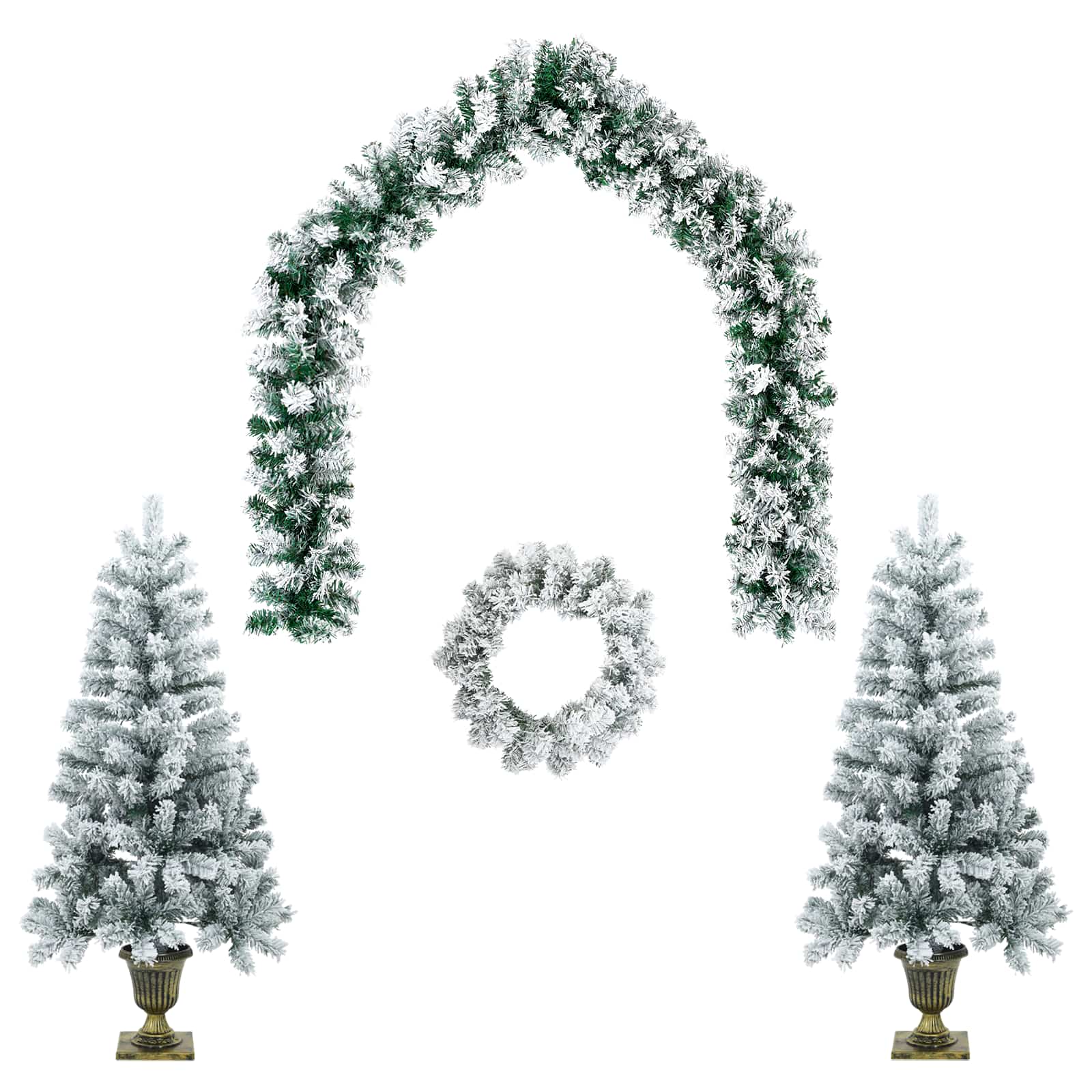 Mini-weihnachtsbaum-set 120 Cm Pvc Grün Und Weiß Vidaxl