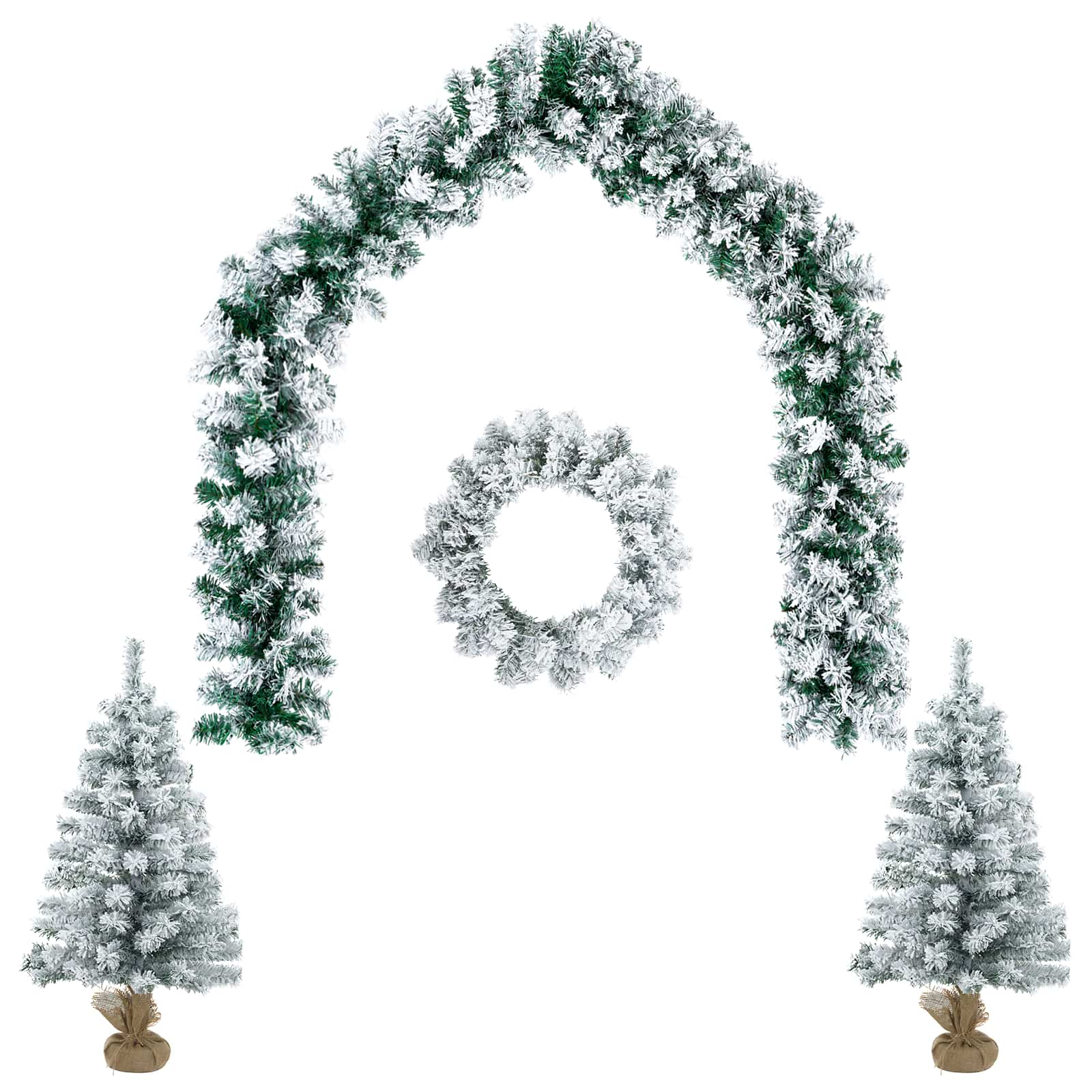 Mini-weihnachtsbaum-set 60 Cm Pvc Grün Und Weiß Vidaxl