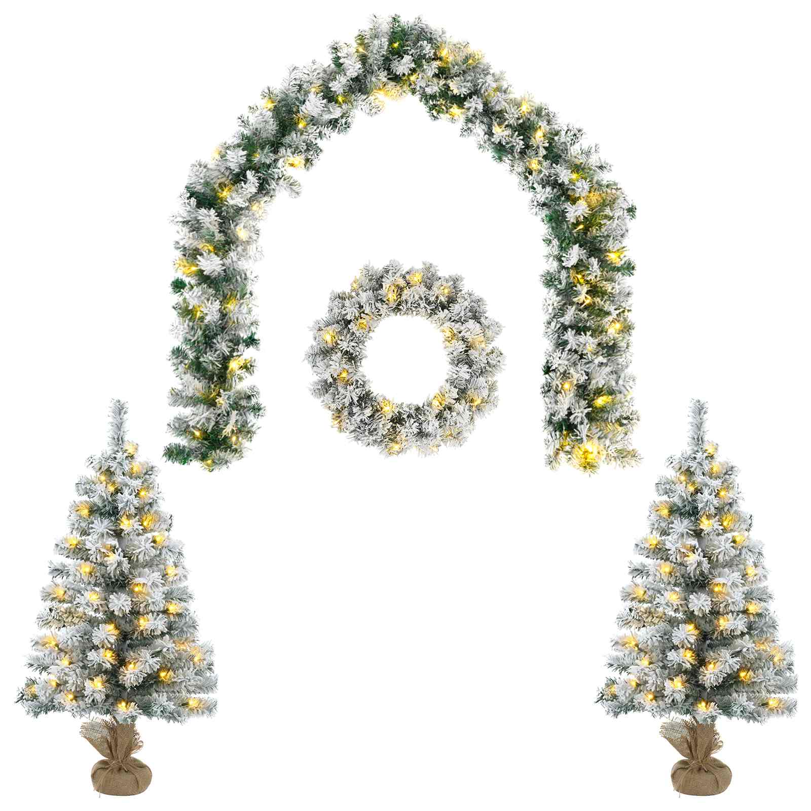 Mini-weihnachtsbaum-set 90 Cm 175 Leds Warmes Weiß Pvc Vidaxl