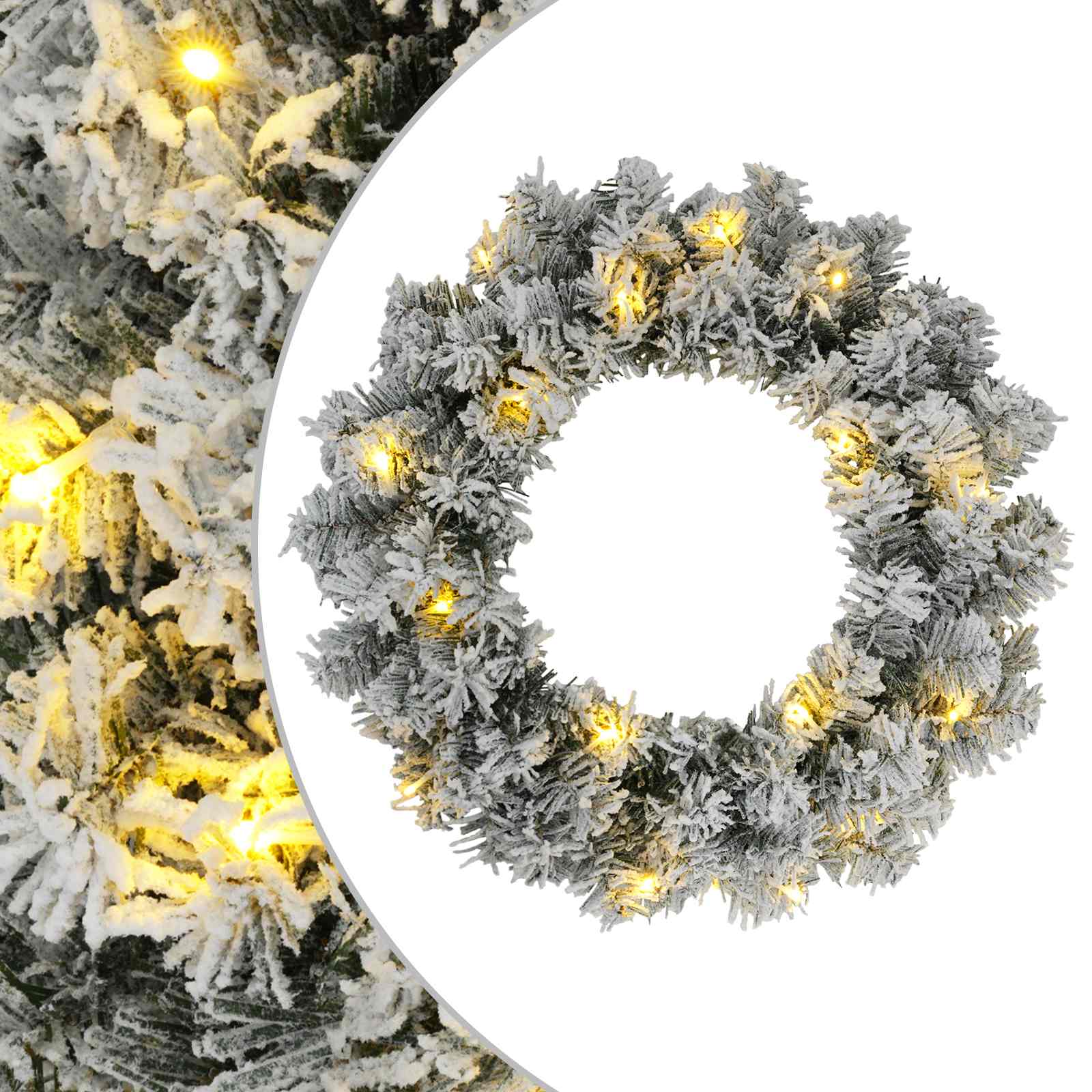Weihnachtskranz Grün Und Weiß Ø 30 Cm Pvc 25 Leds Vidaxl