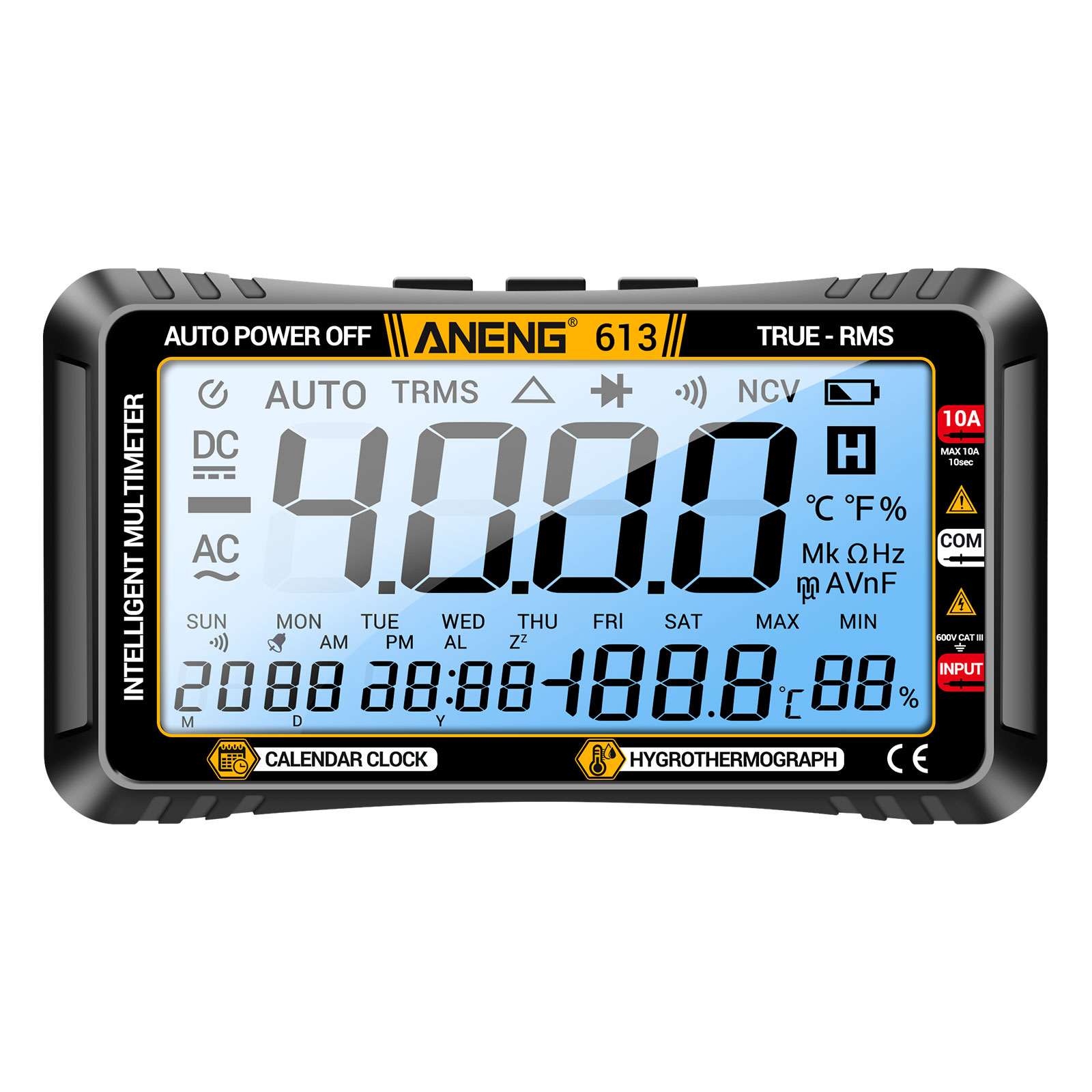 Aneng 613 3-in-1 Smart-multimeter Mit Ewigem Kalender, Thermometer Und Hygrometer, 4000 Messpunkte, Ac/dc-digitaltester Für Strom, Spannung, Widerstand Und Kapazität – Professionelles Messgerät