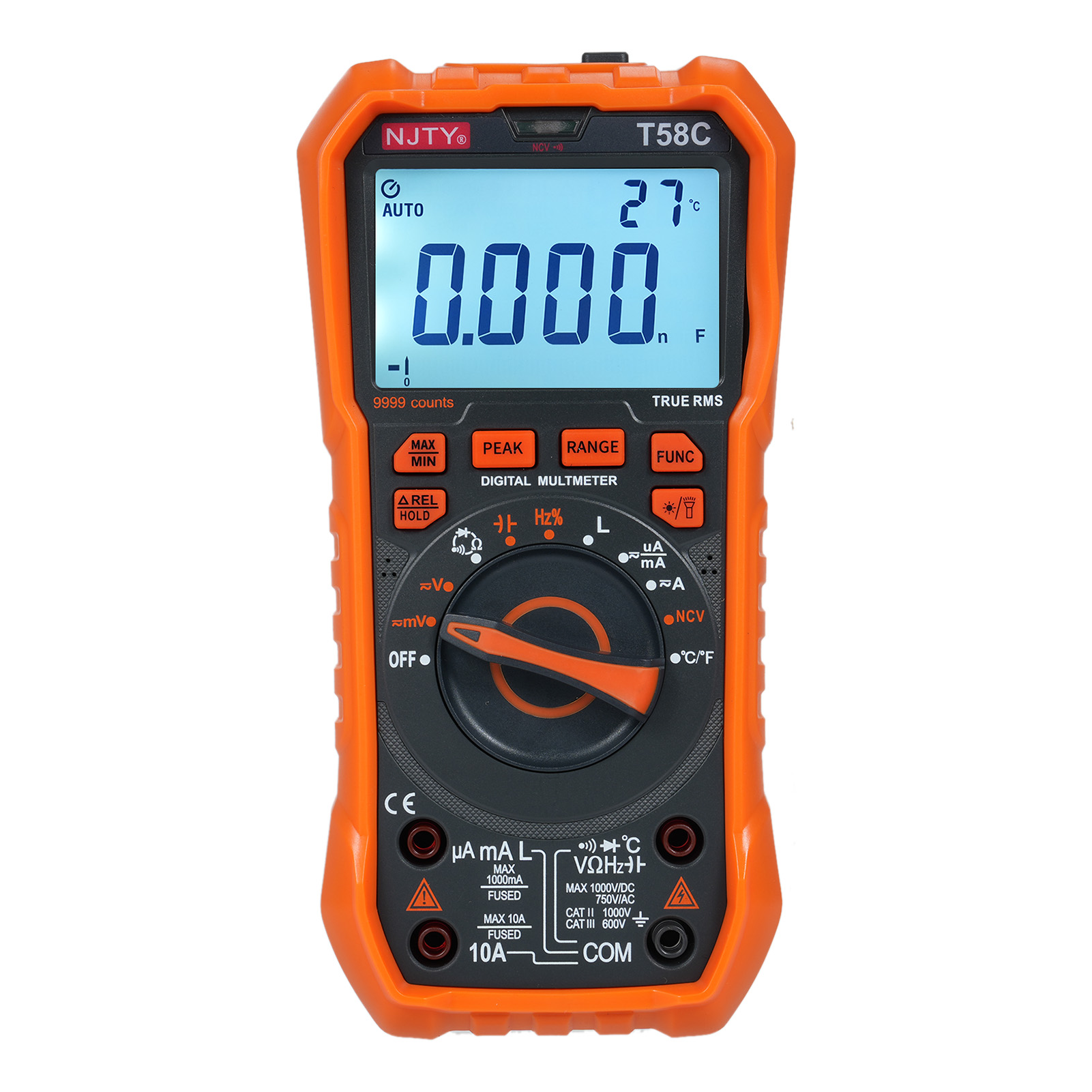 Njty T58c Digitalmultimeter, 9999 Counts, Ac/dc-multimeter, Spannungs- Und Kapazitätsmessung, Professionelles Werkzeug Für Elektriker