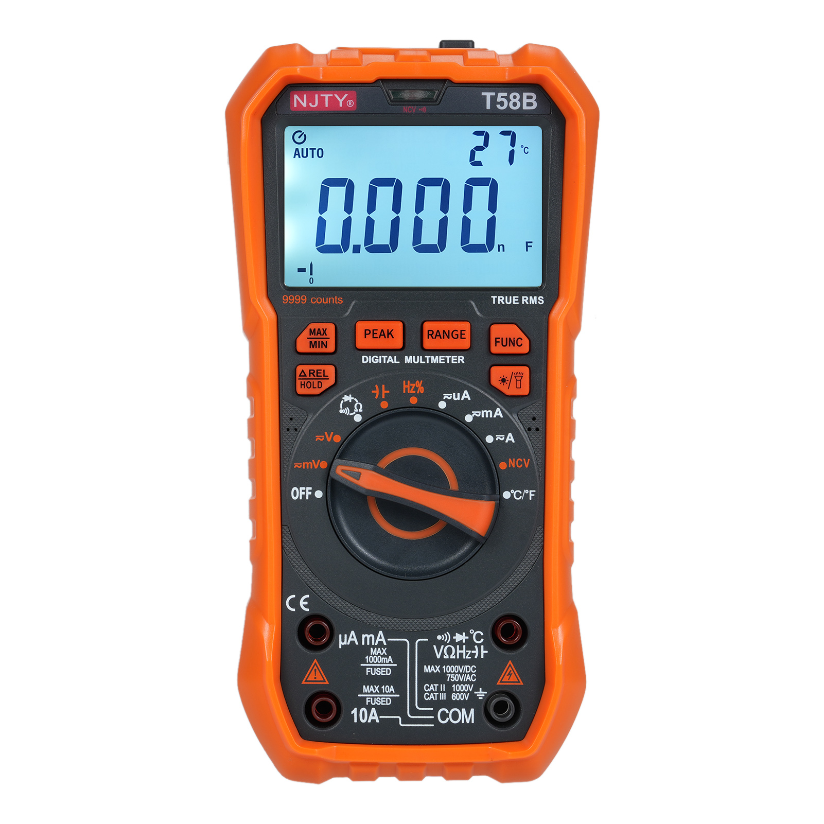 Njty T58b Digitalmultimeter, 9999 Counts, Ac/dc-multimeter, Spannungs- Und Kapazitätsmessung, Professionelles Werkzeug Für Elektriker