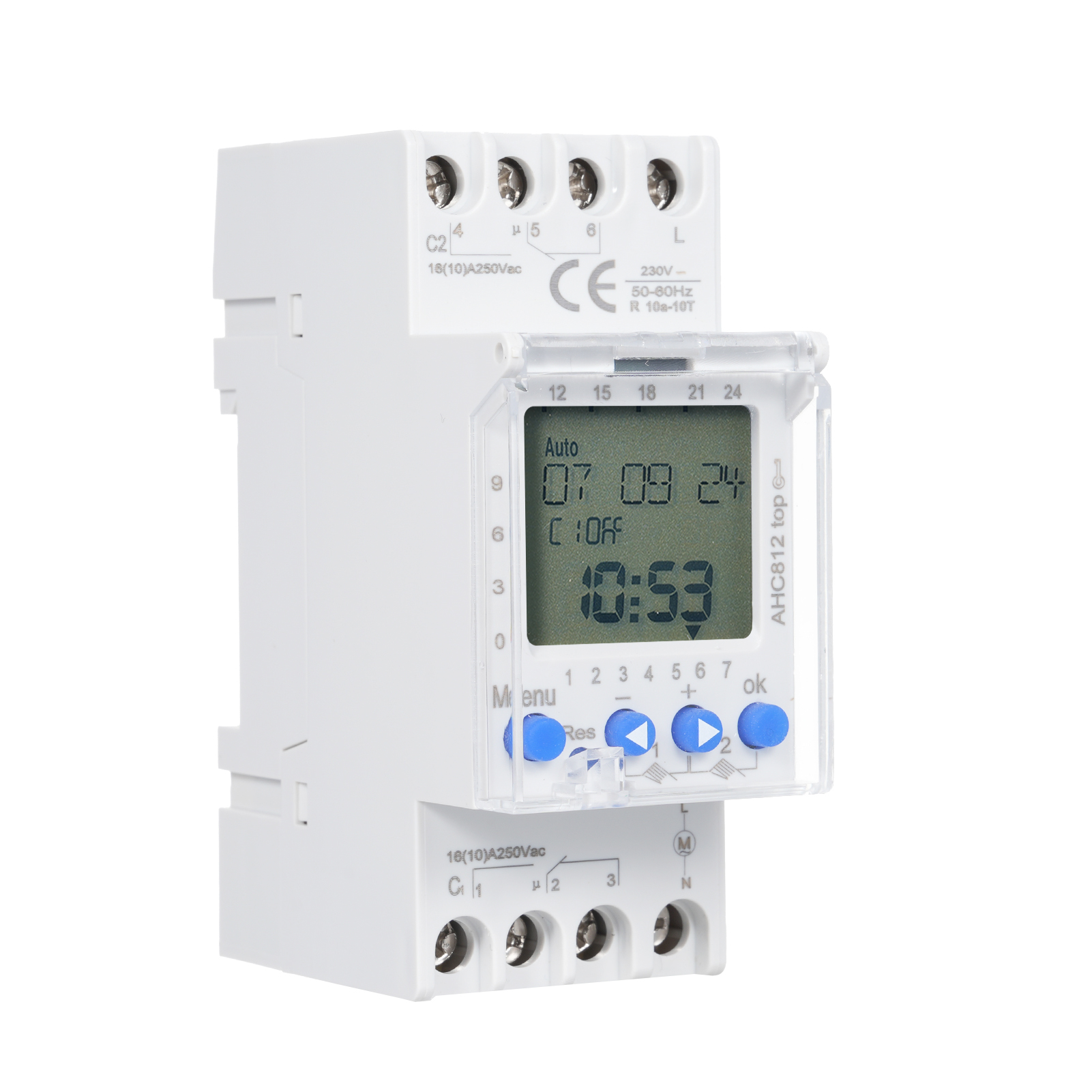 Ahc812 2-kanal-programmierbarer Timer, 230 V, 16 A, Wochenprogrammierung, Din-schienenmontage