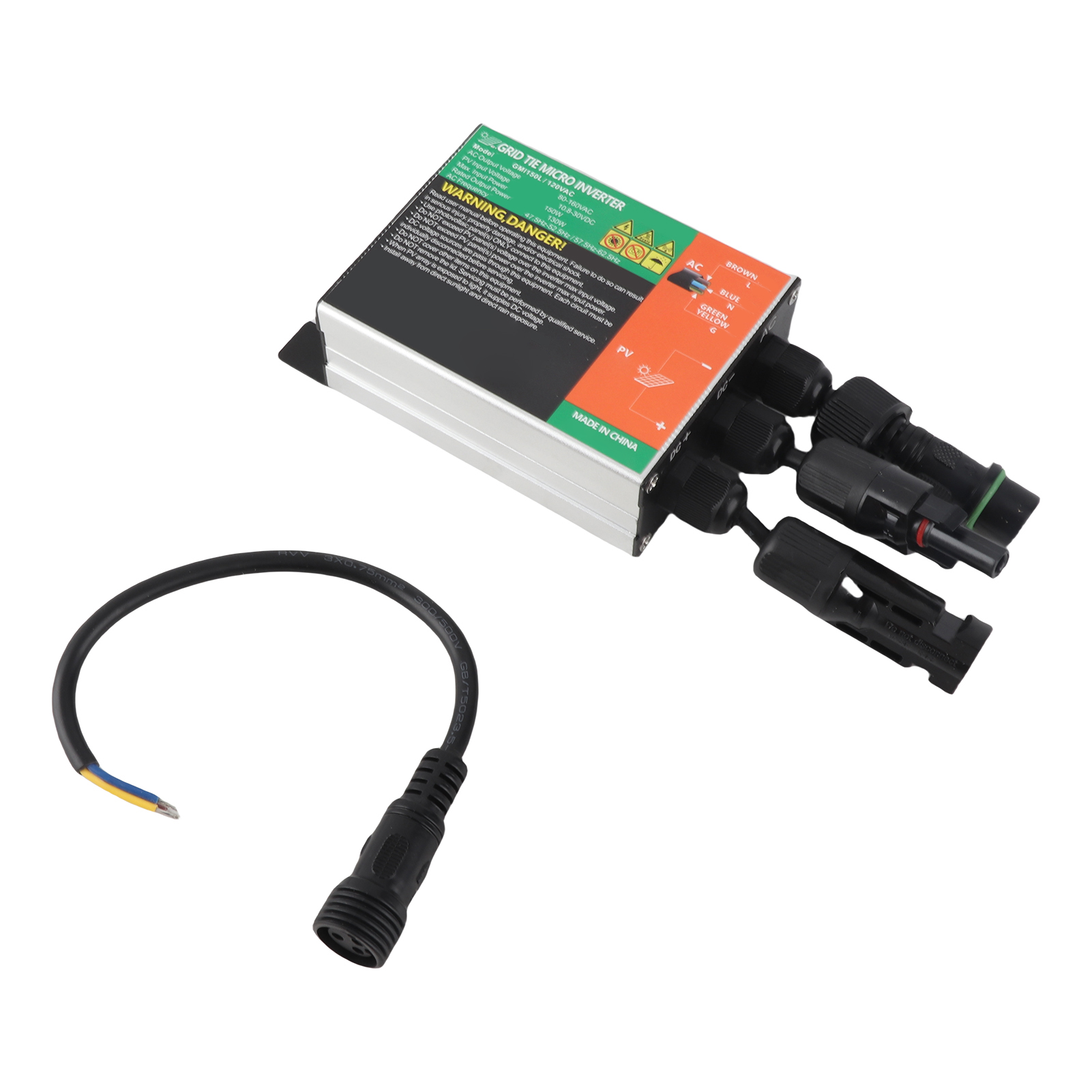 Netzgekoppelter Mppt-solarwechselrichter, Reine Sinuswelle, Aluminiumlegierung, Ac120v 150w Netzgekoppelter Mikro-solarwechselrichter