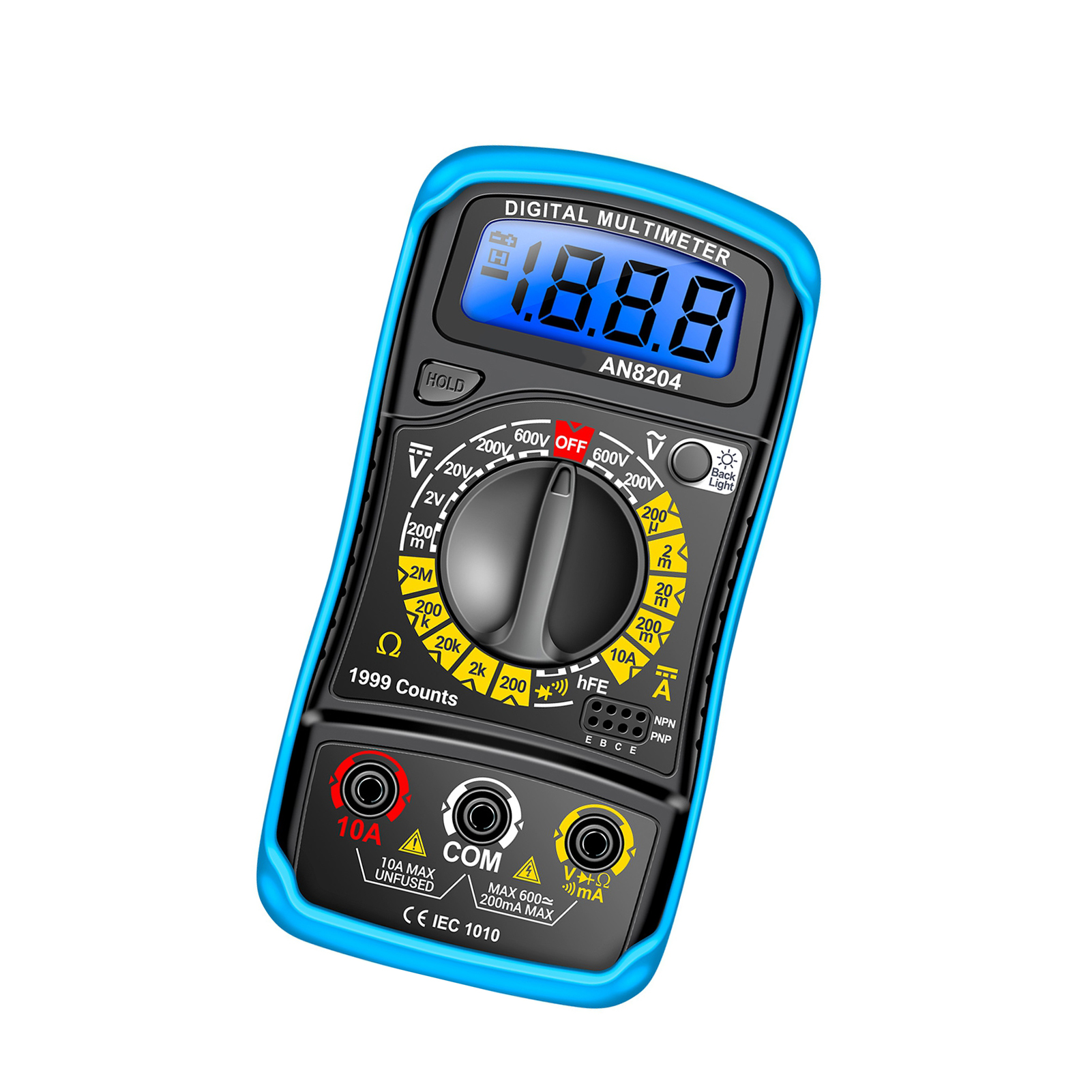 Multifunktionsmultimeter Mit 1999 Zählwerten, Hoher Präzision, Ac/dc-spannungs- Und Gleichstrommessung, Dioden- Und Triodenwiderstandsmessung, Akustischem Ein-/ausschaltsignal, Blau Hinterleuchtetem L