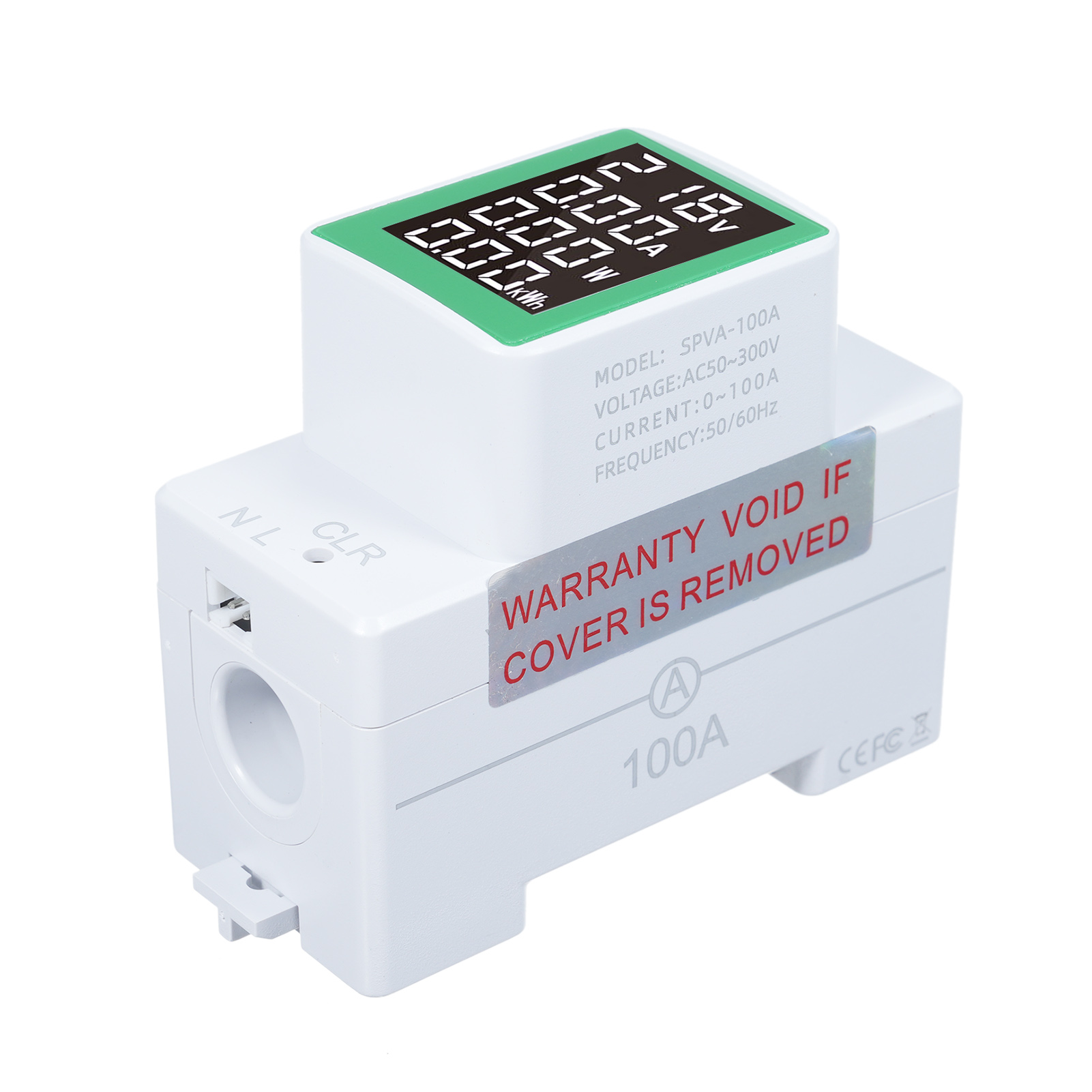 Pzem-008 Din-schienen-digitalenergiezähler (wattmeter, Kwh, Amperemeter, Voltmeter, 50–300 V Ac, 100 A) Mit Lcd-anzeige