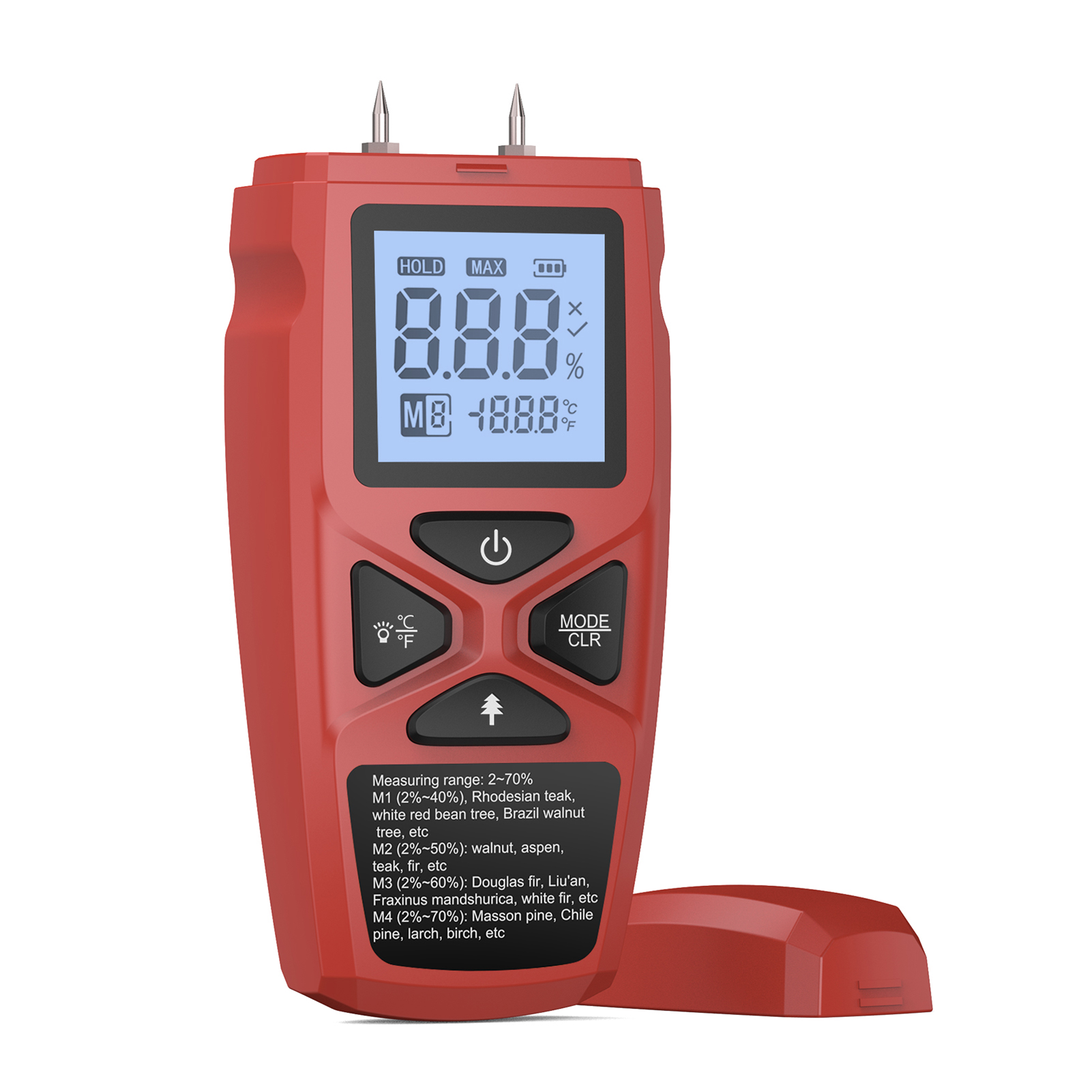 Feuchtigkeitsmessgerät/thermometer Für Hartholz, Weichholz, Papier, Bambus Und Gräser. Lcd-display. Hohe Genauigkeit Und Schnelle Reaktionszeit. Messwertspeicherung. Batteriestandsanzeige. Messbereich