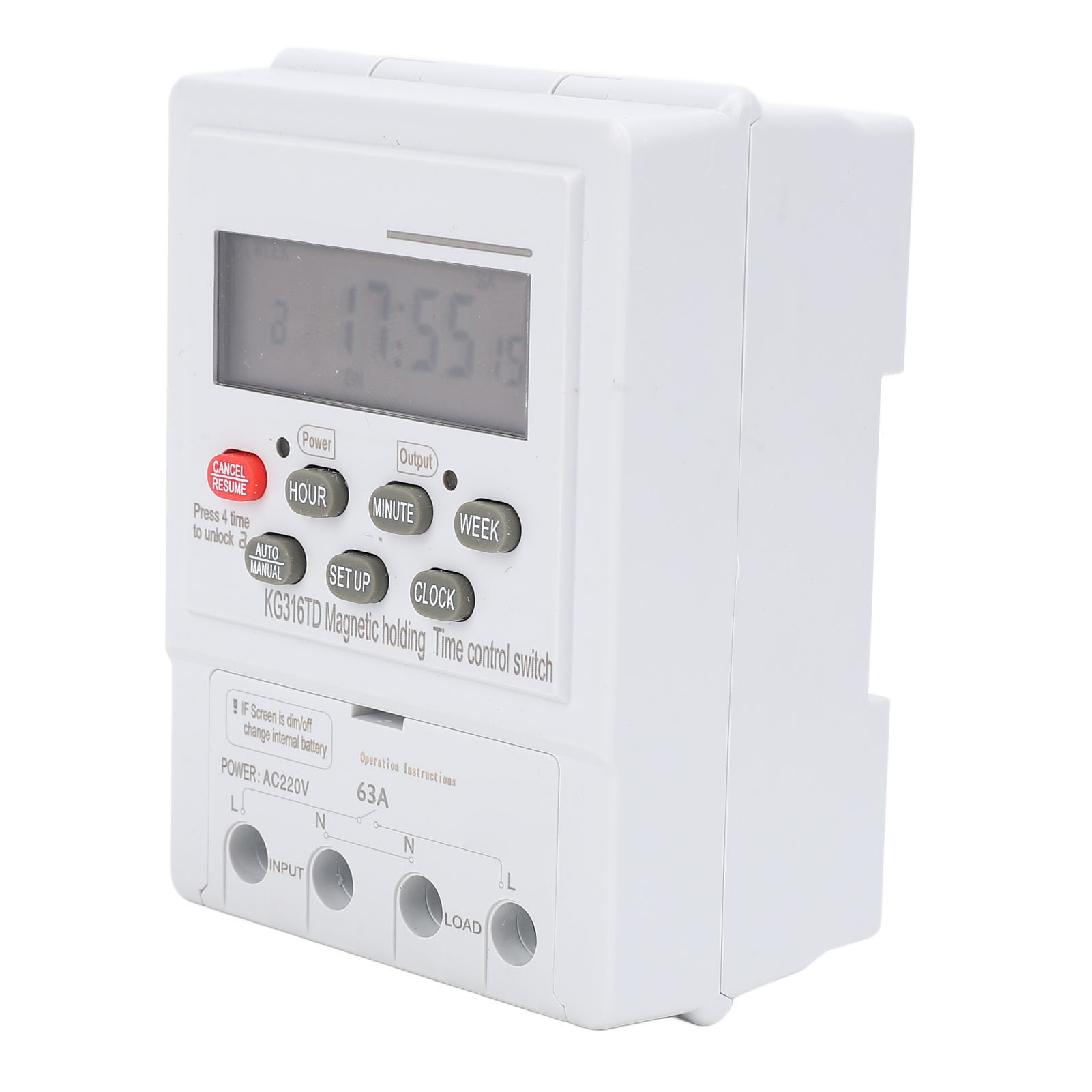 7-tage-programmierbarer Timer, Mikrocomputergesteuert, Automatisch Und Digital, Für Haushaltsgeräte, Din-schienenmontage, 220 V Ac, 63 A