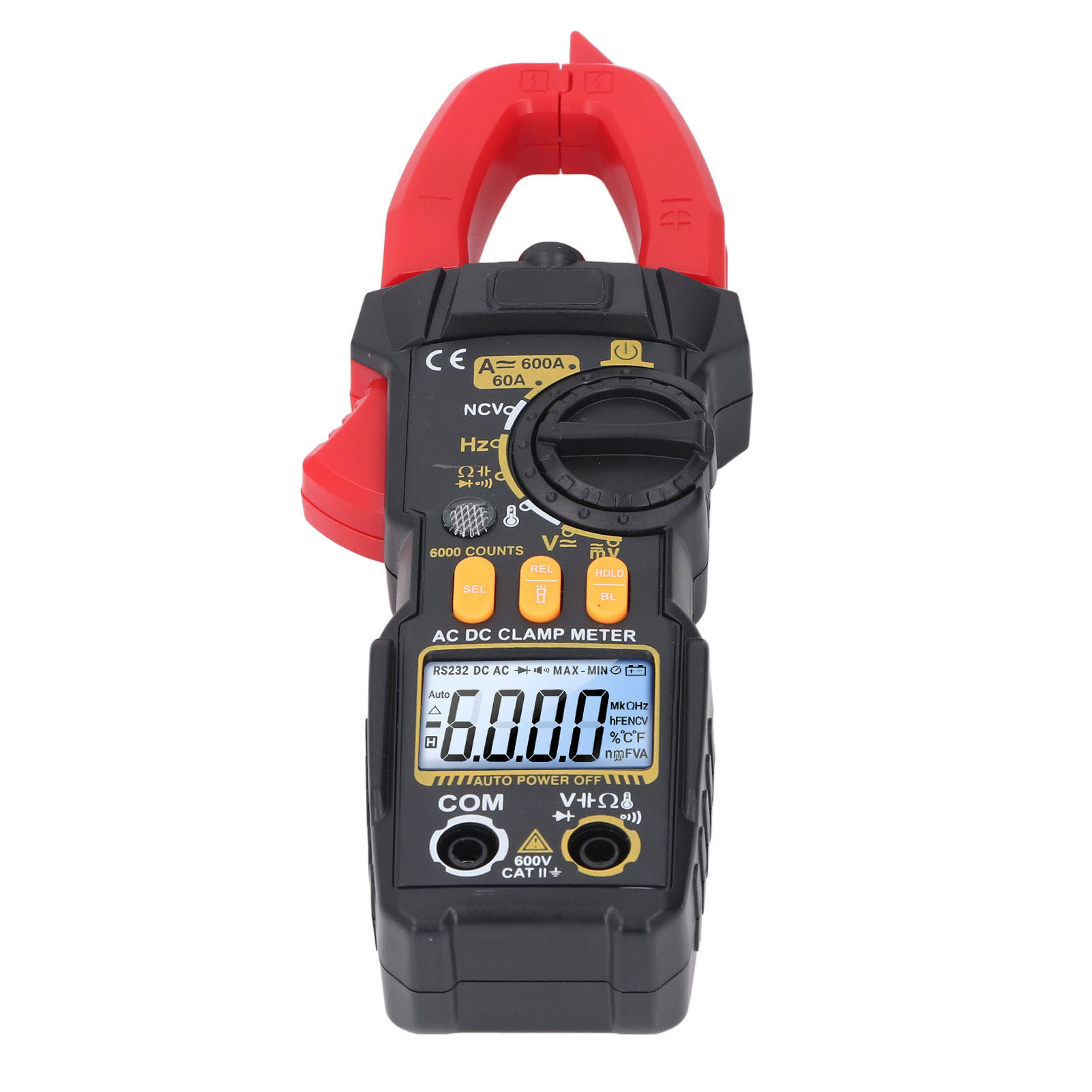 Digitales Zangenamperemeter Mit Lcd-bildschirm, 6000 Zählwerten, Multimeter Zur Messung Von Wechsel- Und Gleichstrom, Spannung, Dioden, Temperatur Und Kapazität.