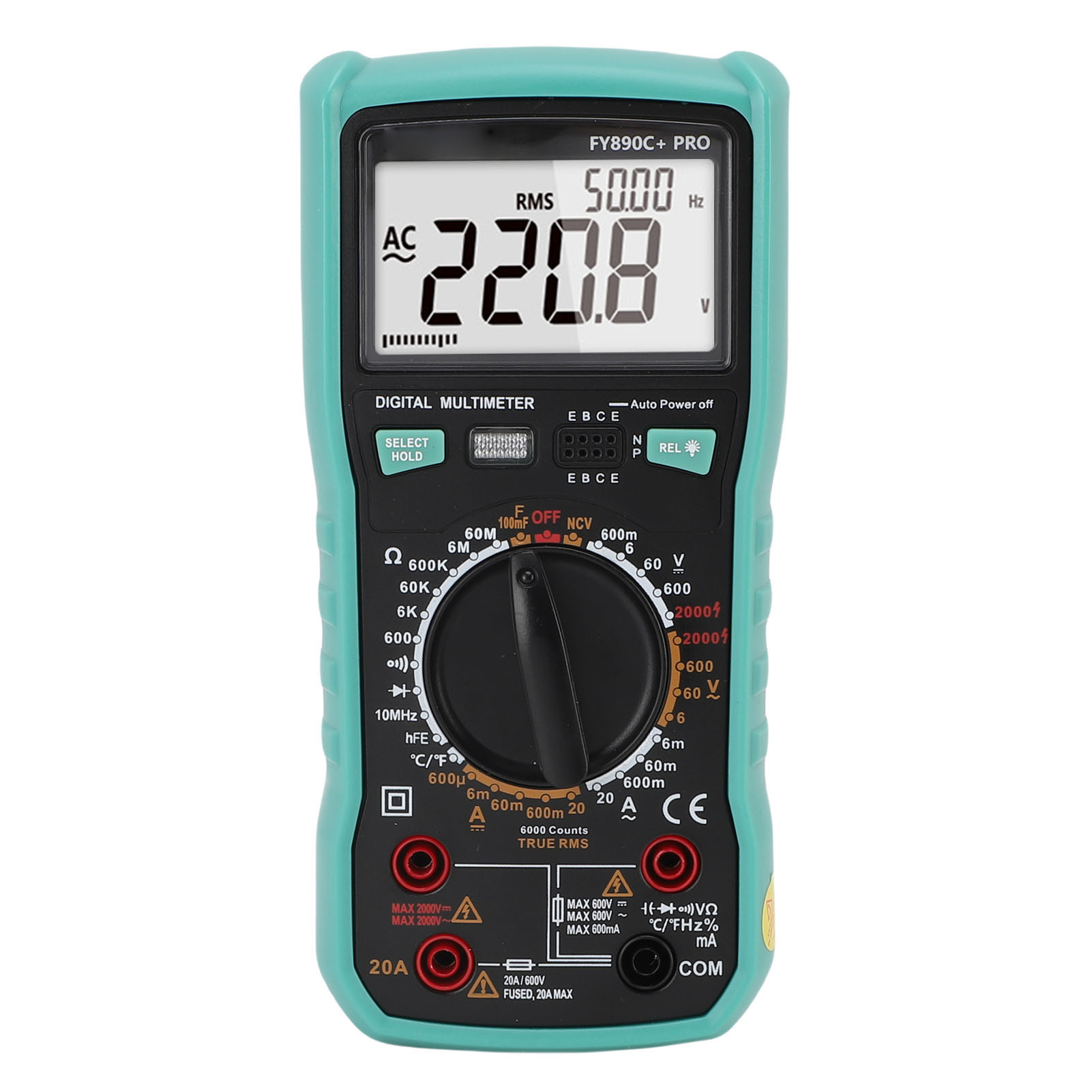 Digitales Multimeter Mit 6000 Messpunkten, Elektrischer Prüfer Bis 2000 V, Misst Spannung, Strom, Kapazität, Widerstand, Dioden Und Trioden