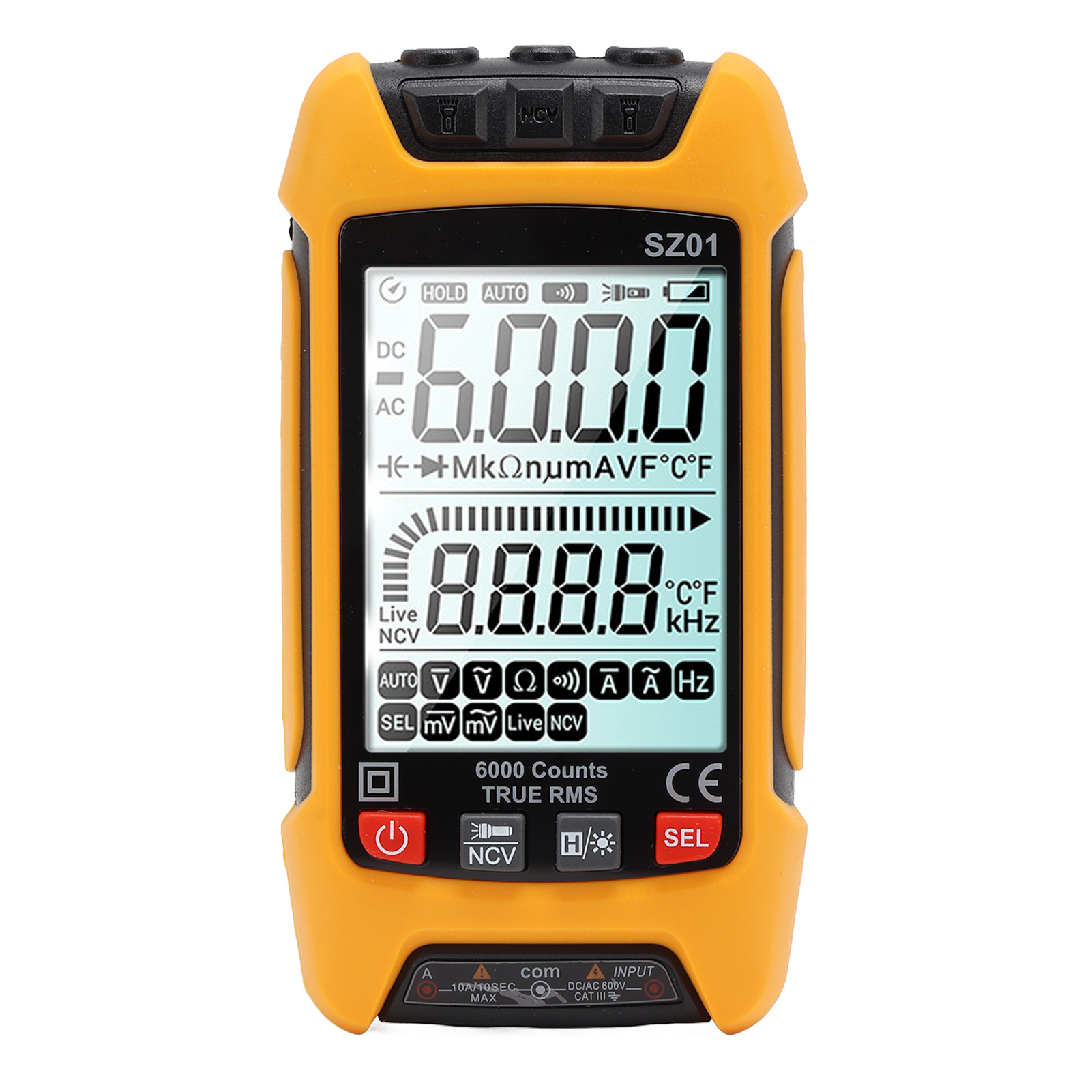 Intelligentes Digitales Multimeter-set Mit Großem Display, Hoher Präzision, Automatischer Brandschutztester, Orange