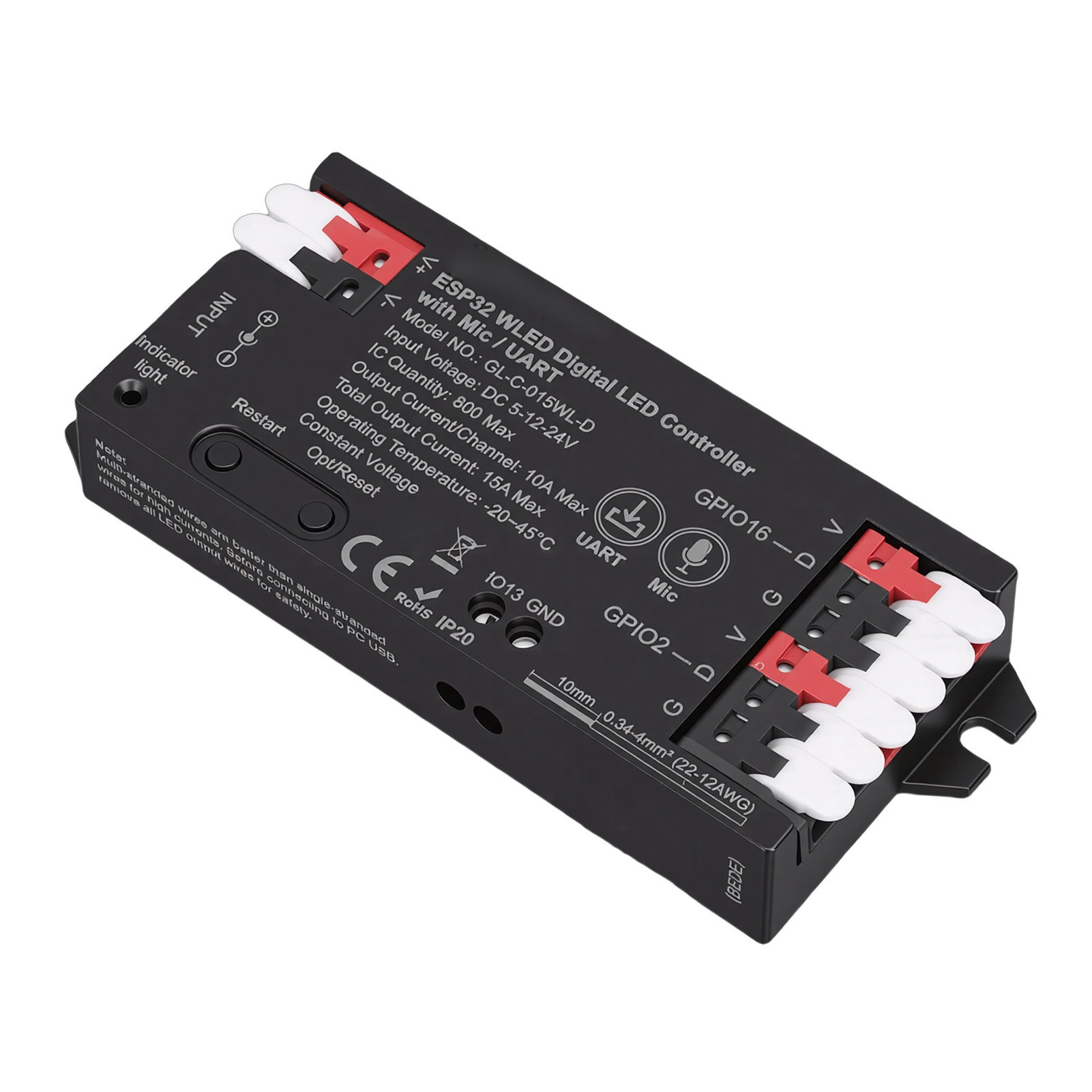 Led-streifen-controller Mit Mikrofon, Über 100 Lichteffekten, Musiksynchronisation, Wlan-app-steuerung, Adressierbarer Led-streifen-controller