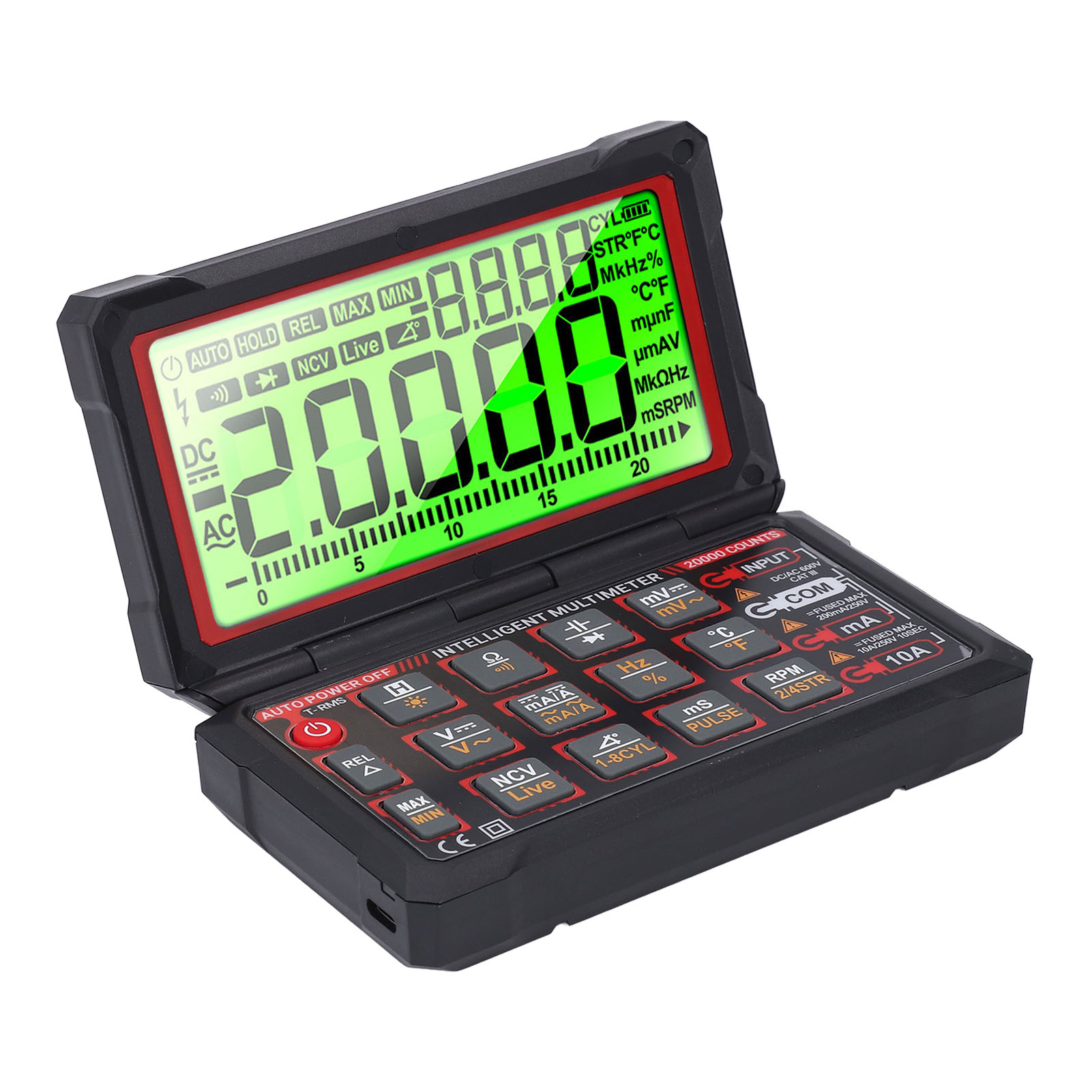 Wiederaufladbares, Optisch Ablesbares Digitalmultimeter Mit Haltewinkelmessung Und Ncv-kabelidentifizierung Für Kfz-reparatur Und -wartung.