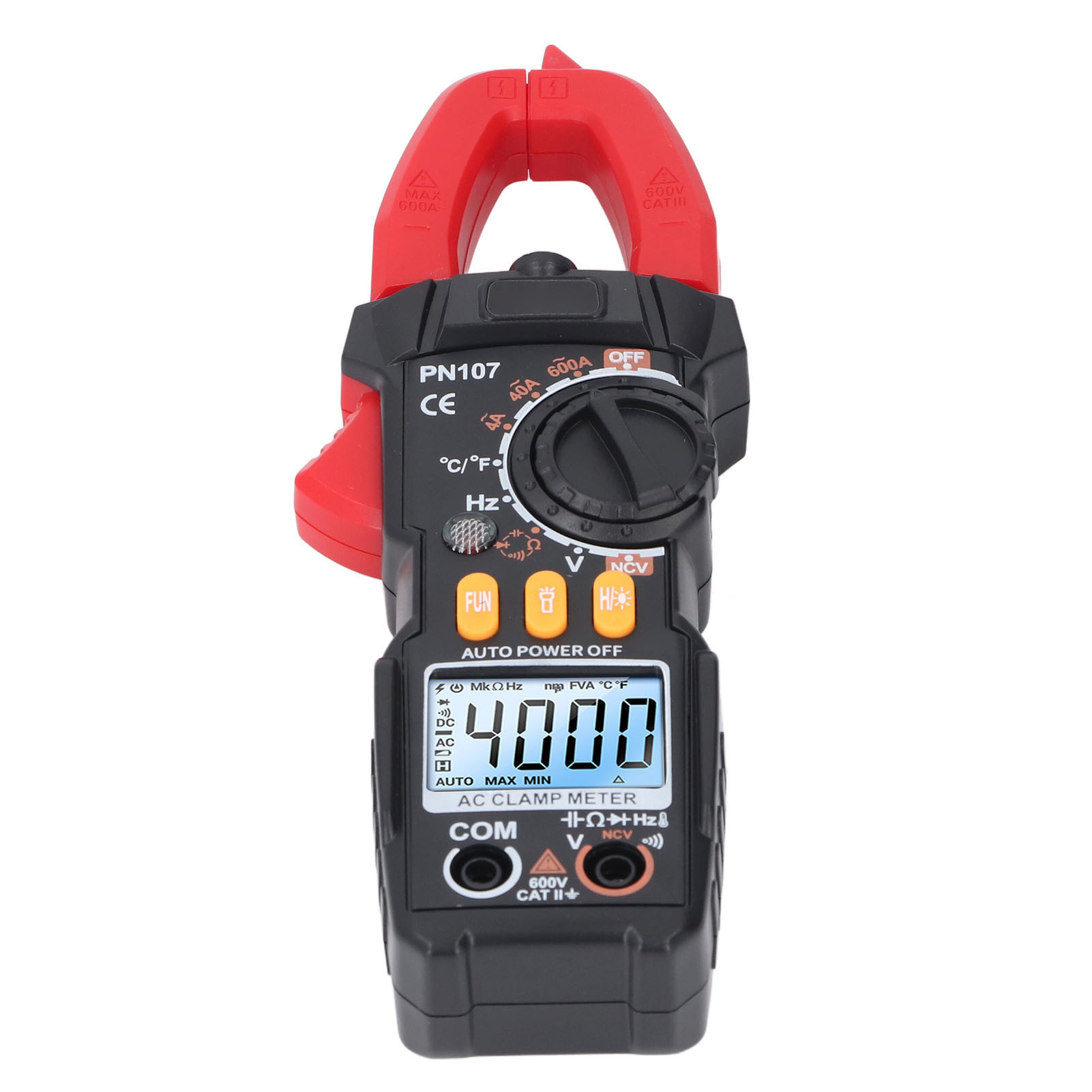 Digitales Zangenmultimeter Mit 600 V Und 5999 Zählpunkten Zur Messung Von Spannung, Strom, Widerstand Und Kapazität.