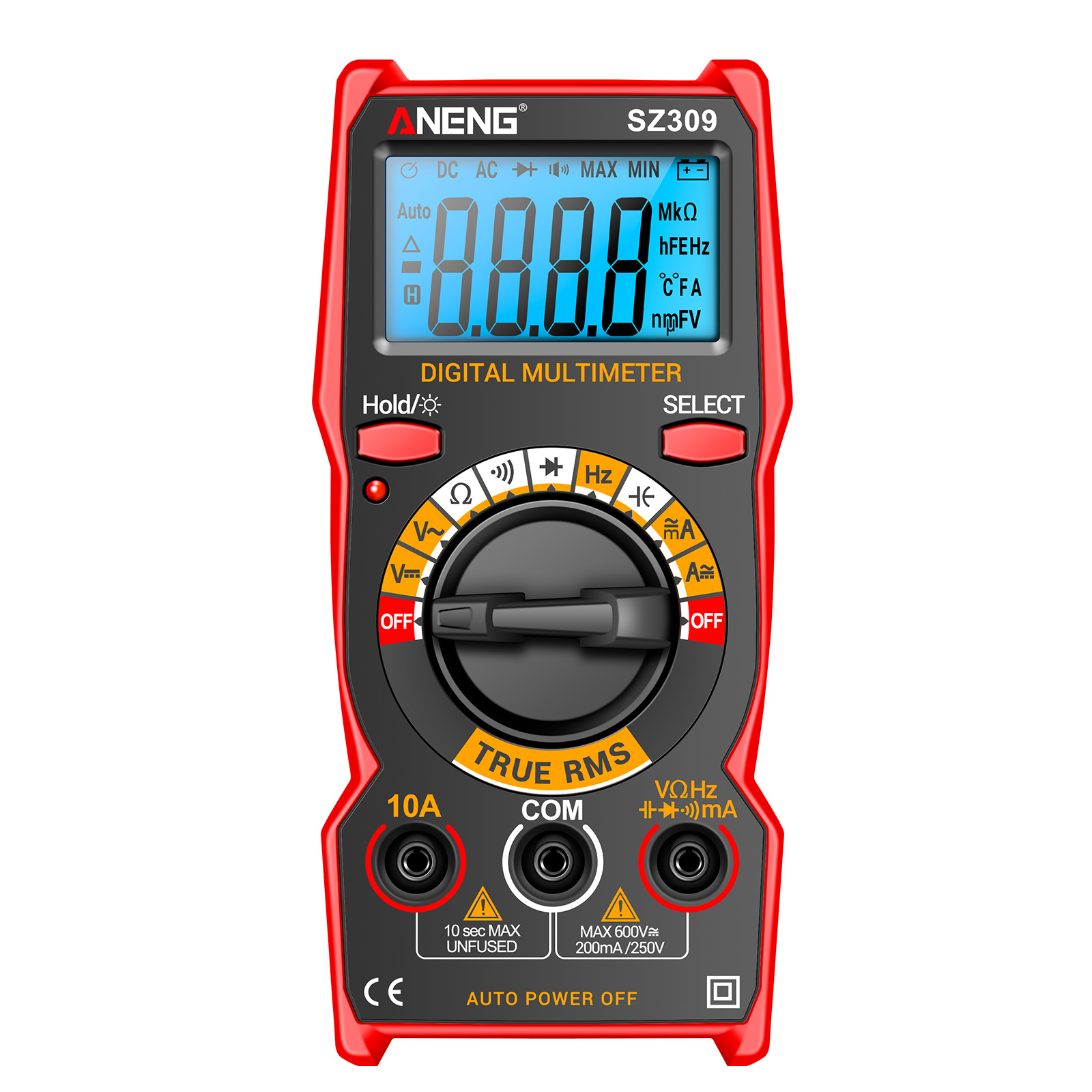 Aneng Sz309 Smart-multimeter, 1999 Messpunkte, Hochpräzises Elektrisches Messgerät, Hintergrundbeleuchtetes Lcd-display, Ac/dc-voltmeter/amperemeter, Elektrikerwerkzeug
