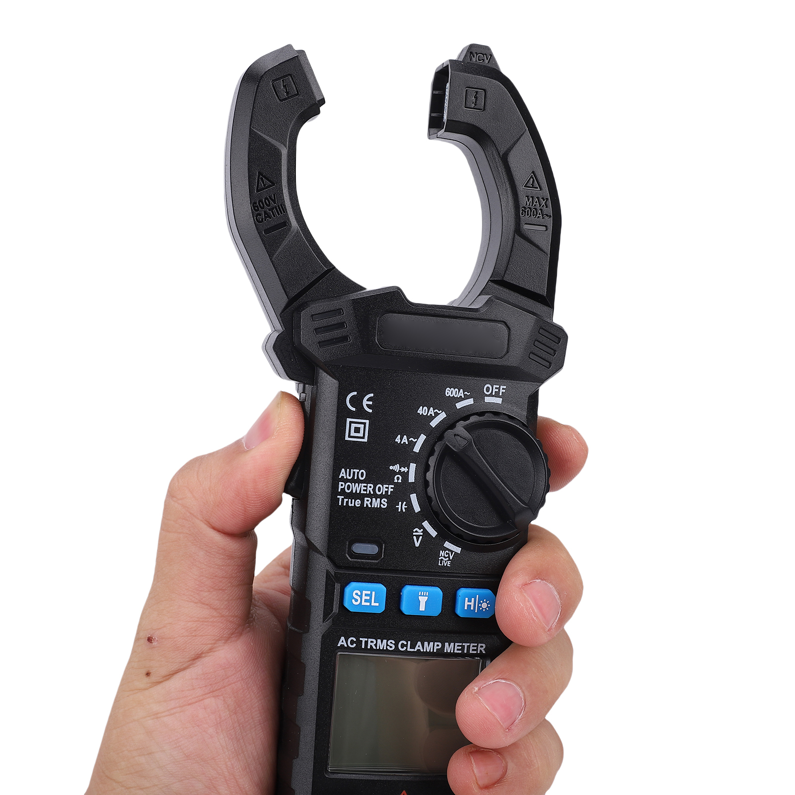 Digitales Zangenmultimeter 600a, Misst Effektivwerte, Wechsel- Und Gleichspannung, Strom, Widerstand, Kapazität, Dioden, Ncv-funktion, Hintergrundbeleuchtung, Taschenlampe Und Datenhaltefunktion.