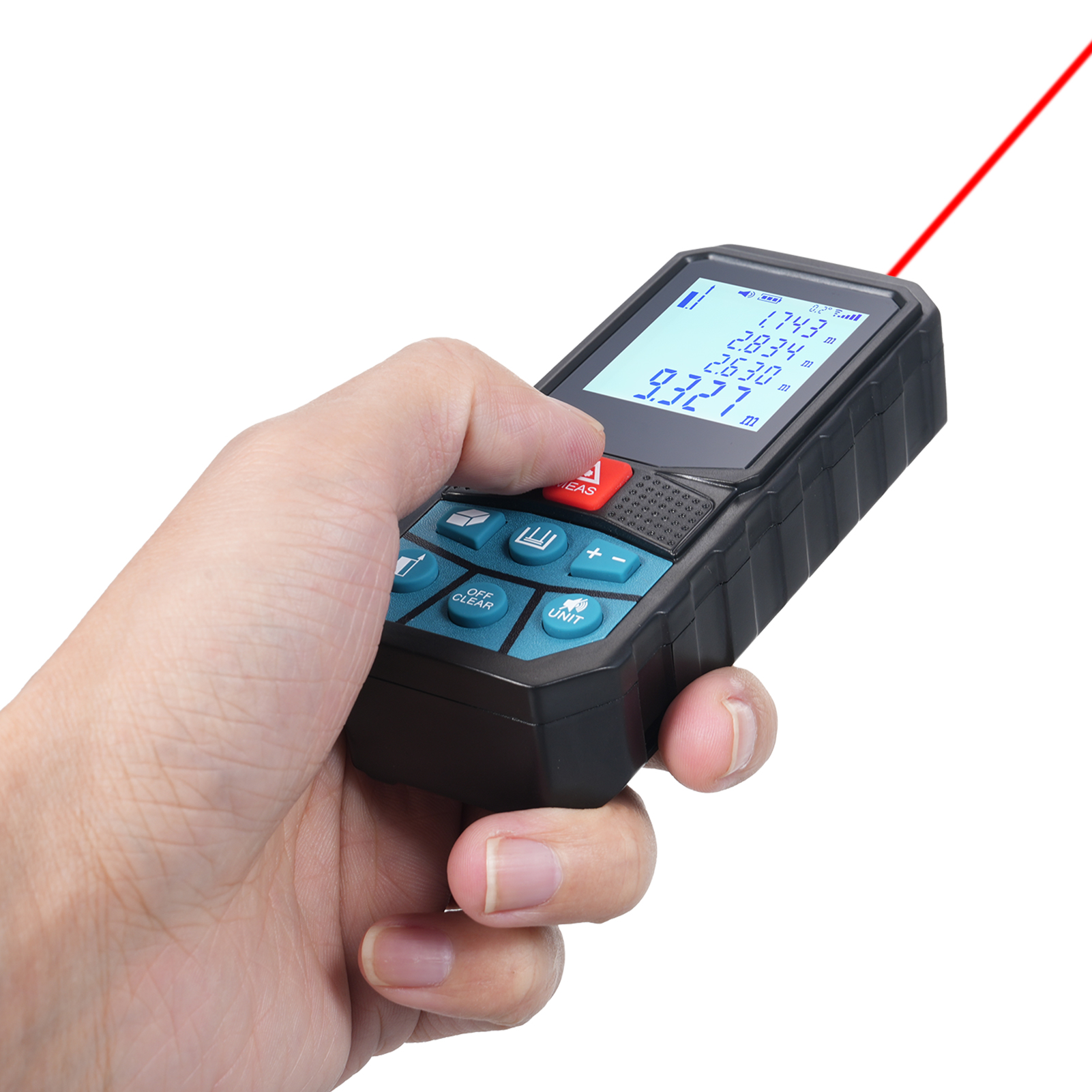 Distanz- Und Winkelmessgerät, Flächen-, Distanz- Und Volumenmessgerät, Satz Des Pythagoras, Hintergrundbeleuchtetes Lcd-display, Maßeinheiten: M/ft/in, Genauigkeit: ±1,5 Mm