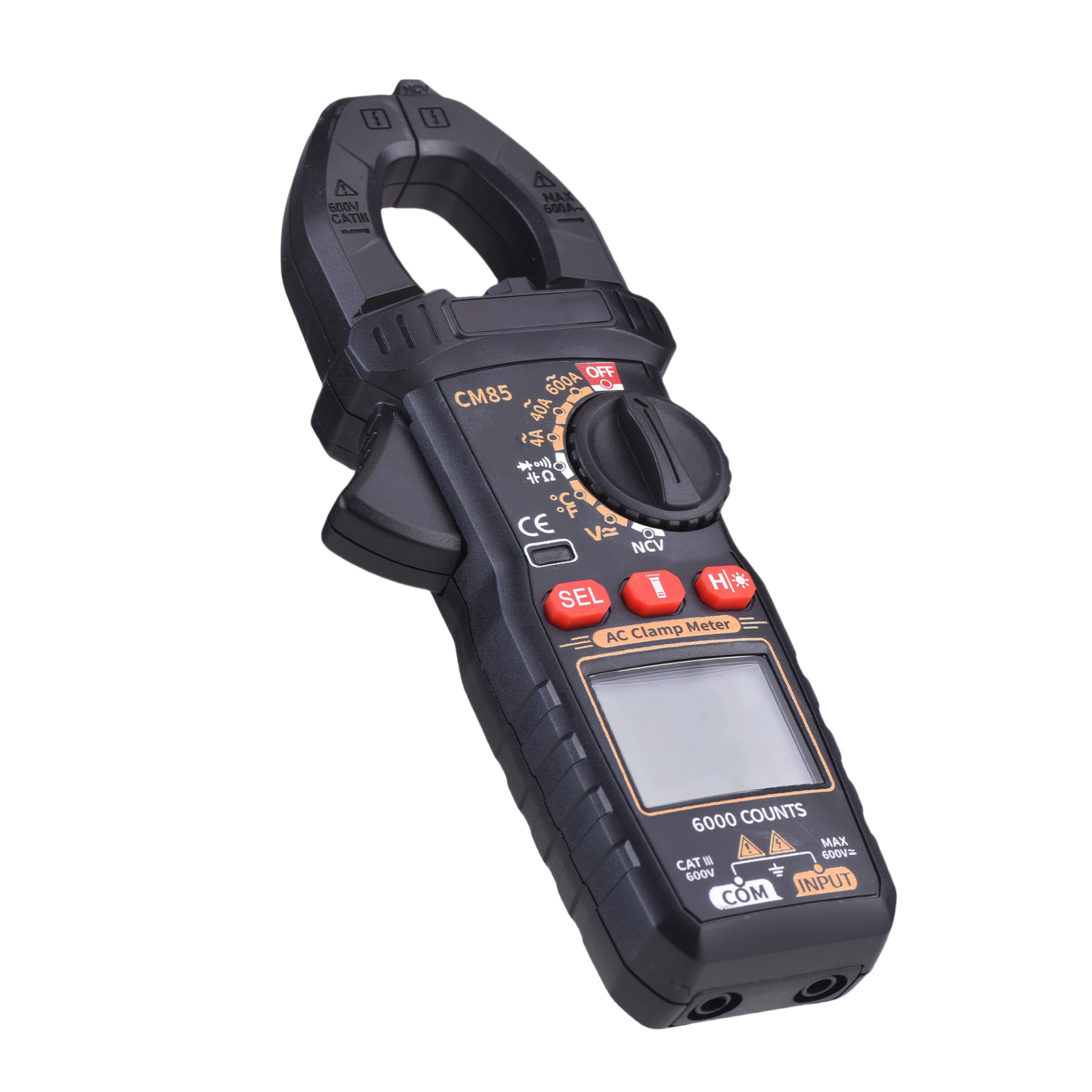 600-a-wechselstrom-zangenmessgerät, Digitales Multimeter Mit Ncv, 6000 Zähler, Misst Spannung, Strom, Kapazität, Temperatur, Diodentest, Berührungslose Spannungserkennung, Taschenlampe Und Automatisch