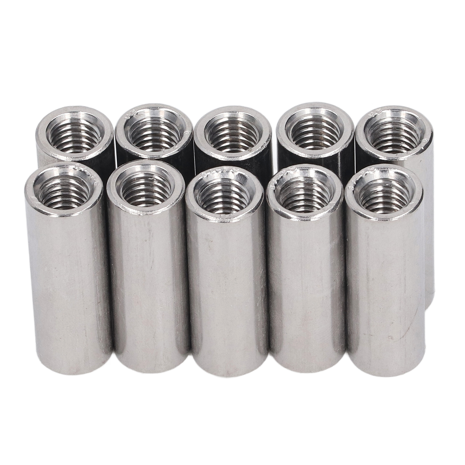 Packung Mit 10 Verbindungsmuttern Für Rundstangen, Innengewinde, Edelstahl 304, M8x1,25, Länge 12 L35 Mm
