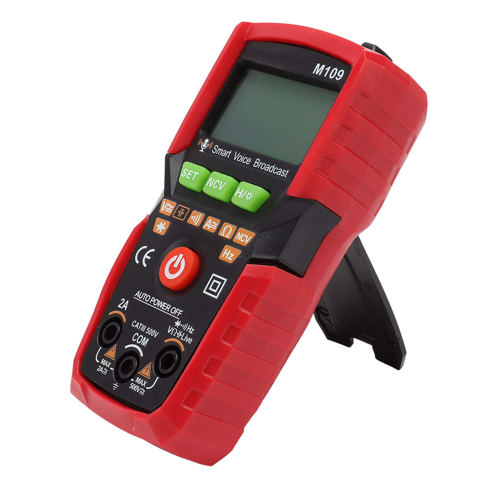 Tragbares Ncv-digitalmultimeter Mit Automatischer Anzeige, Gleich- Und Wechselstrom-voltmeter/amperemeter, Englischen Sprachansagen Und Taschenlampe. Rot.