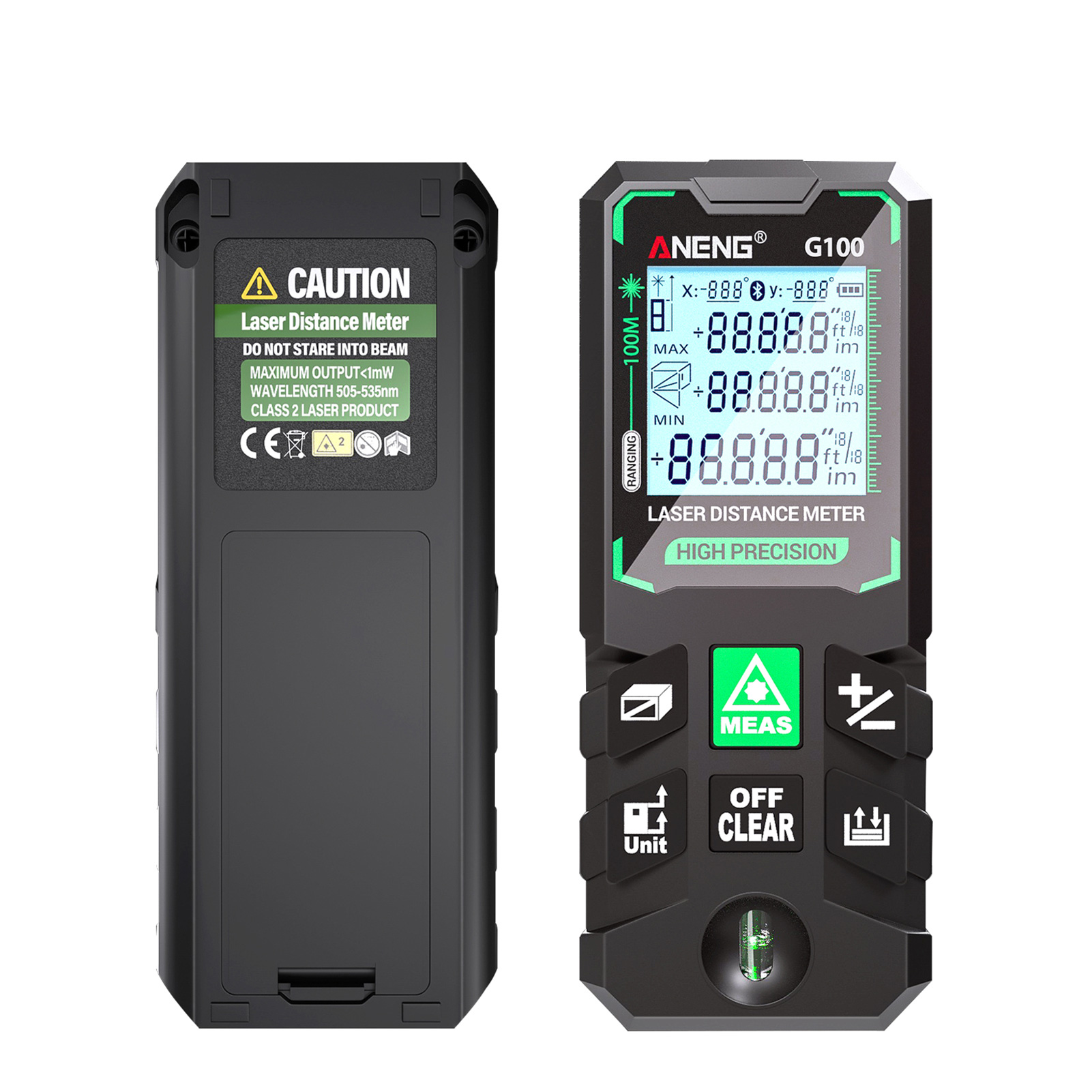 Aneng G100 Hochpräziser Smart-laser-entfernungsmesser, Grüner Laser-entfernungsmesser, 30 Speicherplätze, Standalone-kalibrierung, Multifunktionswerkzeug