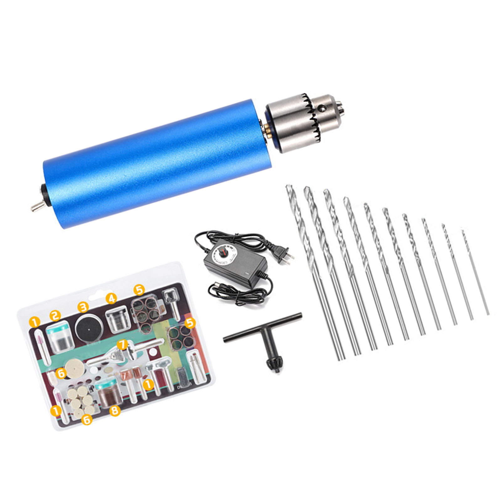 Mini-elektrowinkelschleifer Mit Variabler Drehzahl, Tragbares Schleif- Und Gravierwerkzeug Mit 10 Bohrern, Bohr- Und Schleifset, 580 G