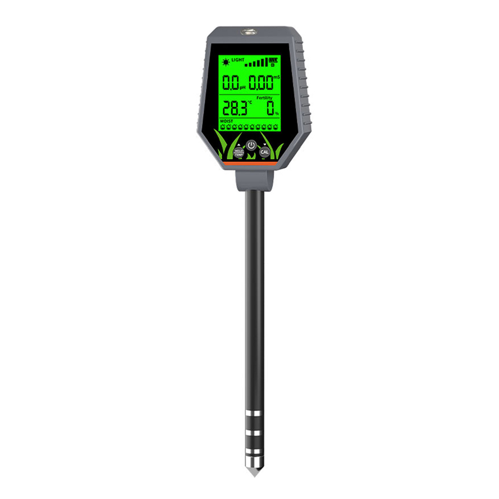 6-in-1 Digitaler Bodentester: Ph-wert/ec-wert/licht/luftfeuchtigkeit/nährstoffgehalt/temperatur, Thermometer, Abnehmbares Bedienfeld, Für Den Gartenbau