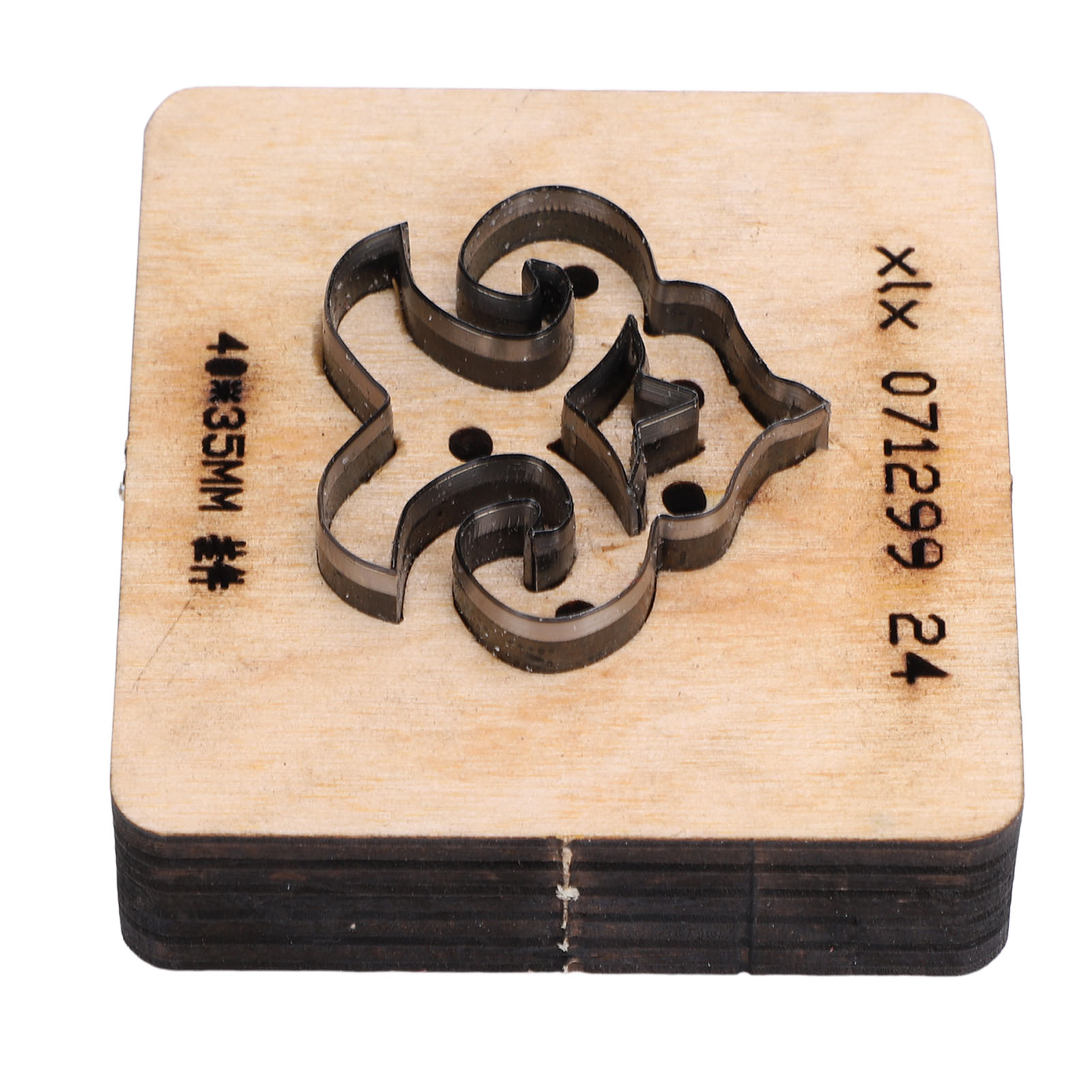 Stanzform Für Leder Mit Holzsockel, Stempel Aus Legiertem Stahl Für Die Bearbeitung Von Leder, Stoff Und Papier, 40 X 35 Mm