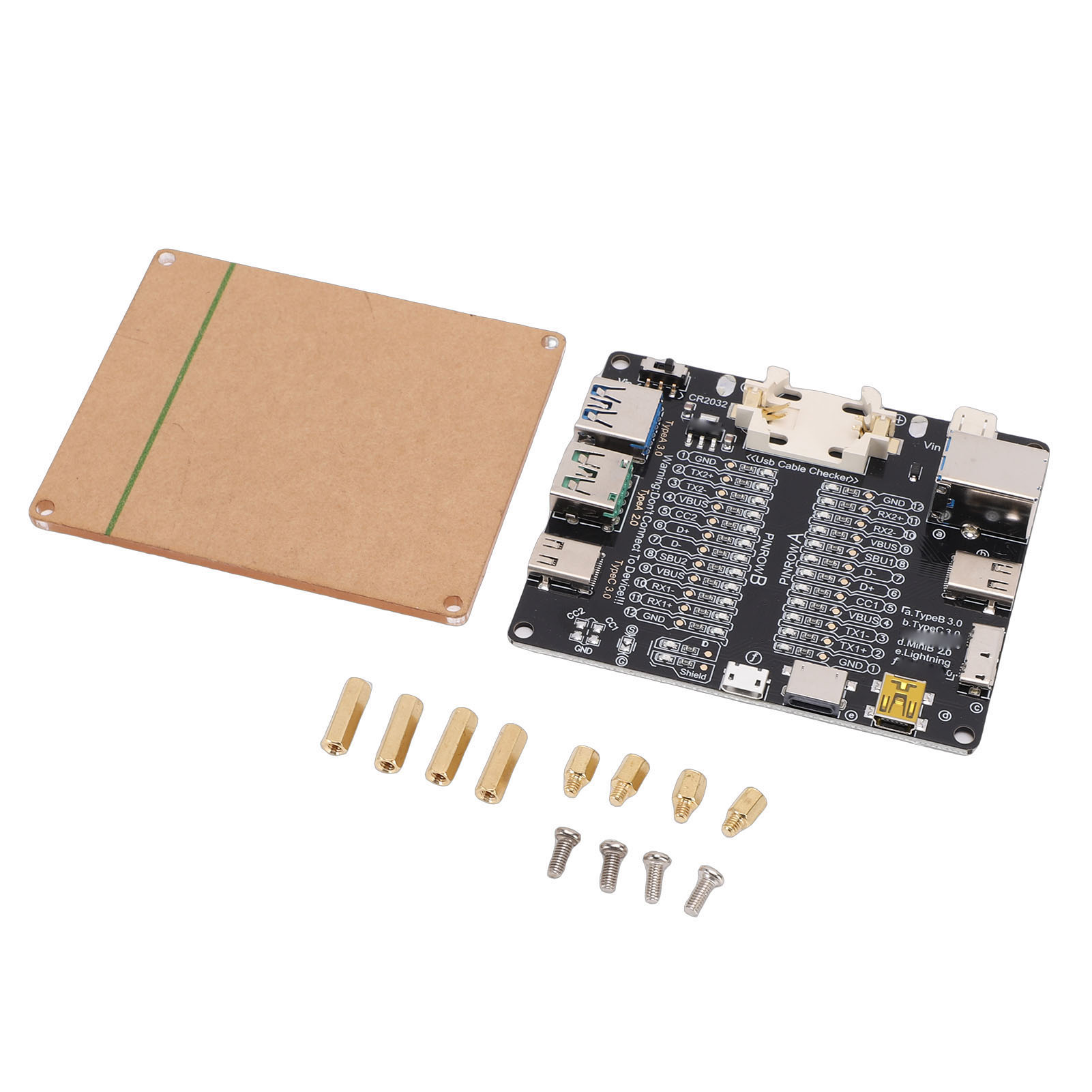 Usb-kabeltester Mit Led-anzeige Und Datenleitungserkennungsplatine Für Usb-c, Micro-b Und Mini-b.
