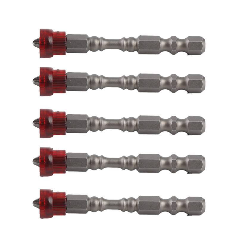 Set Mit 5 Kreuzschlitzschraubendreher-bits Aus S2-legierungsstahl Mit Magnetischem Sechskantschaft (rot)
