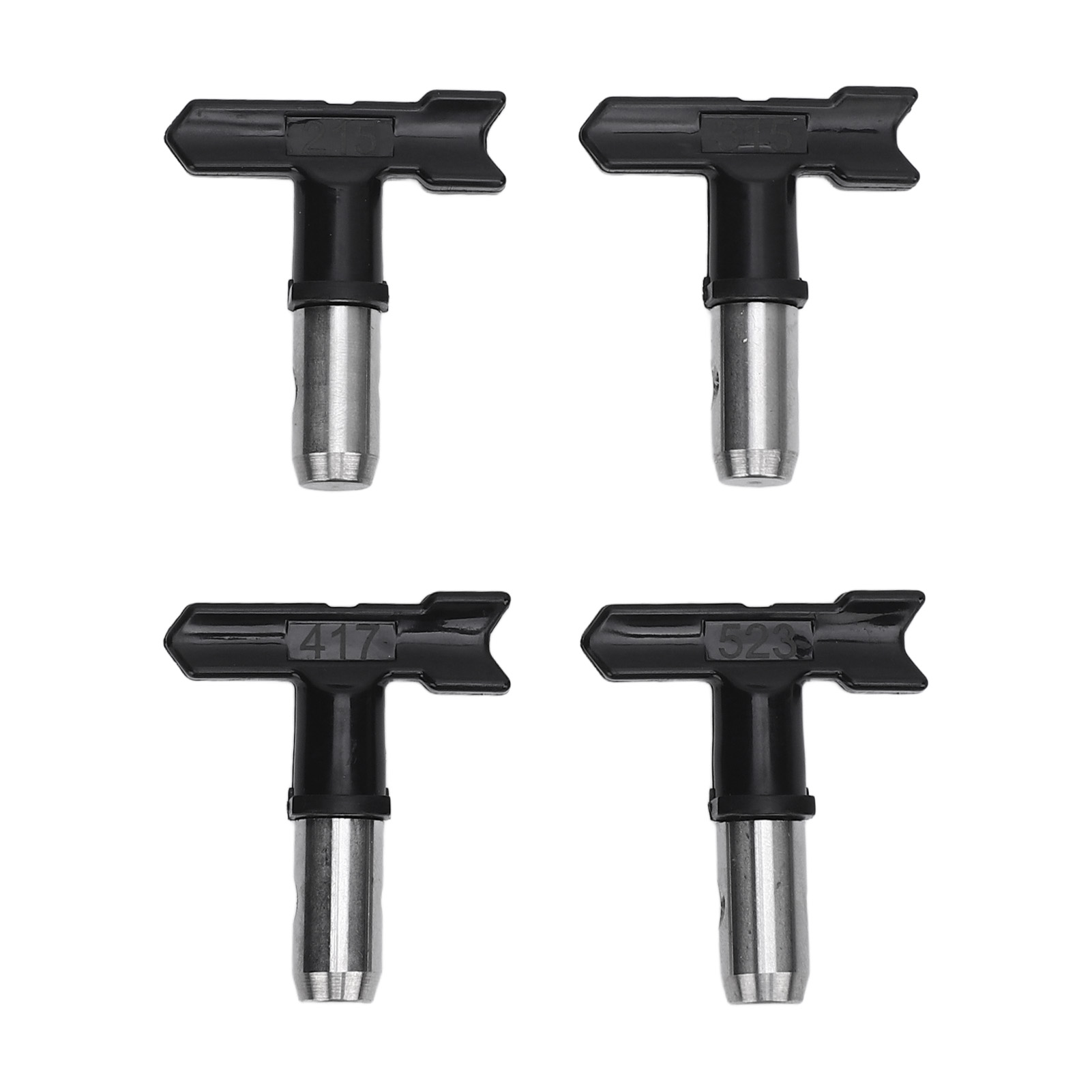Set Mit 4 Düsen Für Airless-farbspritzpistolen 215 315 417 523, Für Schwarze Latexfarbe, Ideal Für Möbel, Zäune Und Innenausbau.