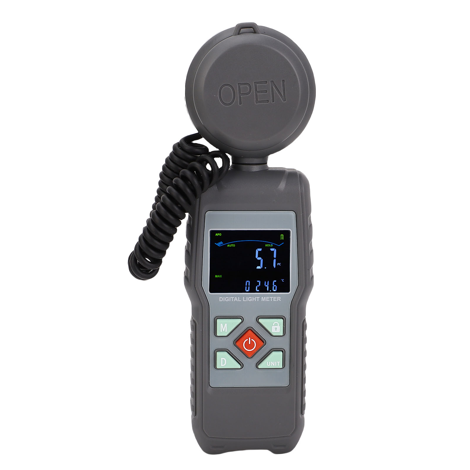 Digitales Luxmeter 200.000 Lx, Lcd-bildschirm, 360° Drehbarer Sensor, Temperatur- Und Beleuchtungsstärkemessung.