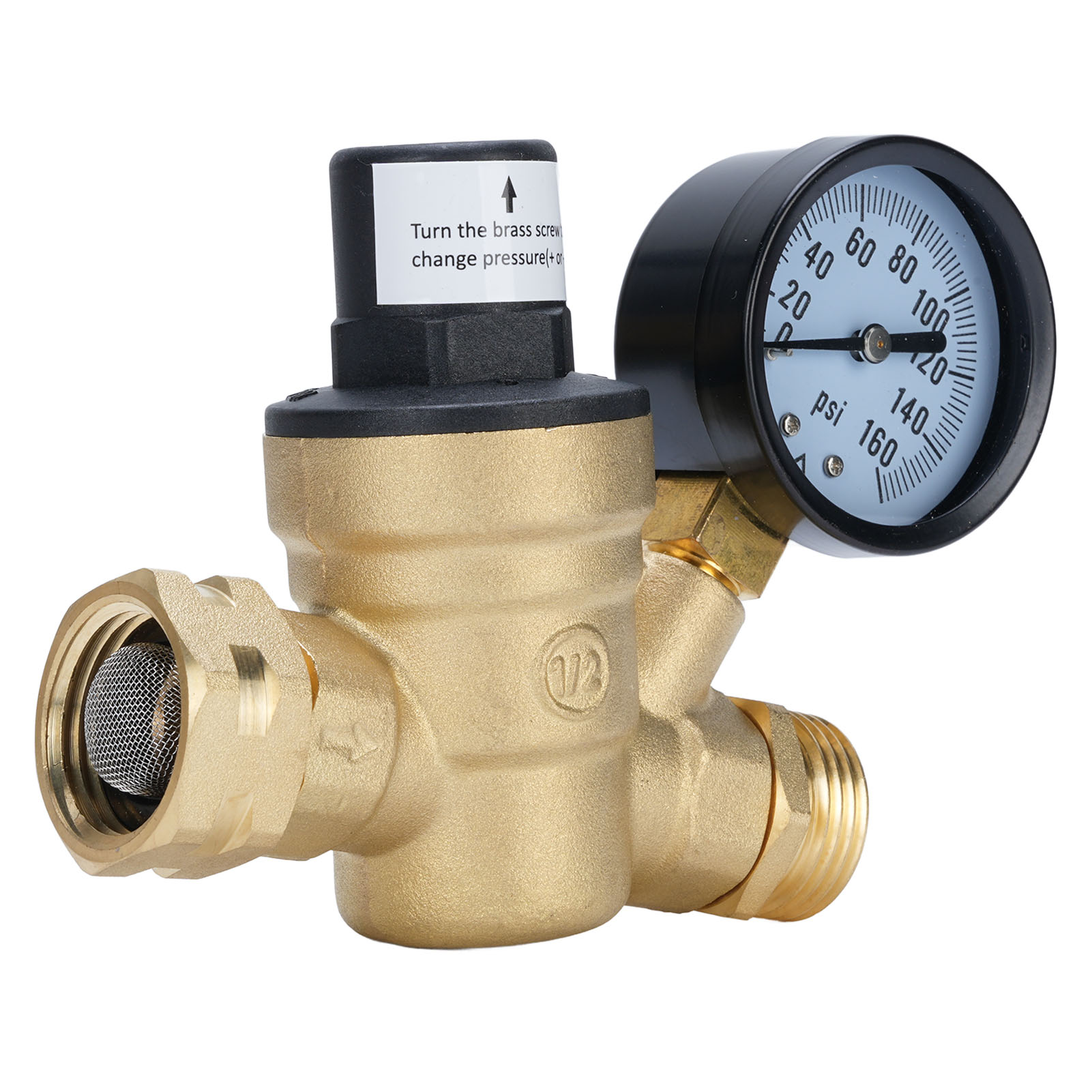 Wasserdruckregler Für Wohnmobile, 3/4-zoll-gewinde, Aus Messing Und Edelstahl, Mit Manometer.