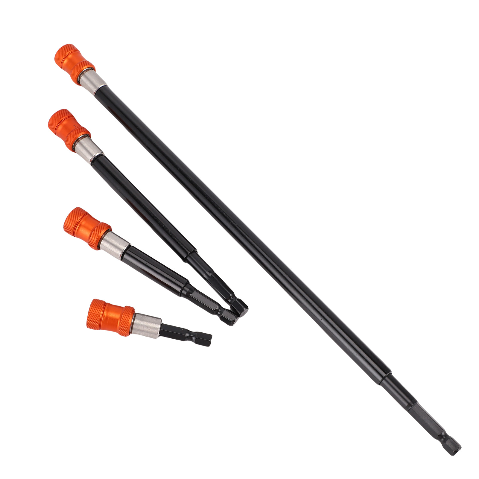 Set Mit 4 Verlängerungen Für 6,35 Mm (1/4 Zoll) Sechskantschaftbohrer, Verfügbare Längen: 30,5 Cm (12 Zoll), 15,2 Cm (6 Zoll), 10,2 Cm (4 Zoll) Und 6 Cm (2-3/8 Zoll).
