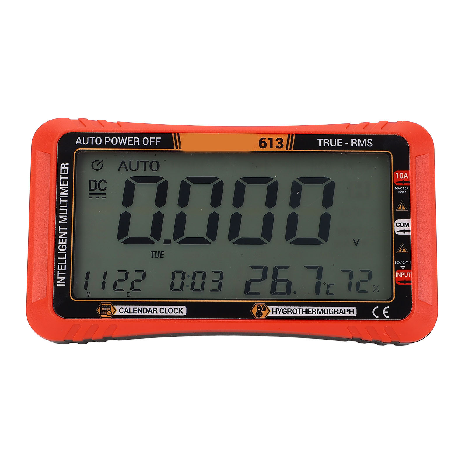 Digitales Dc/ac-multimeter Mit Spannungs-, Strom-, Widerstands-, Durchgangs- Und Kapazitätsmessung Sowie Kalenderfunktion.