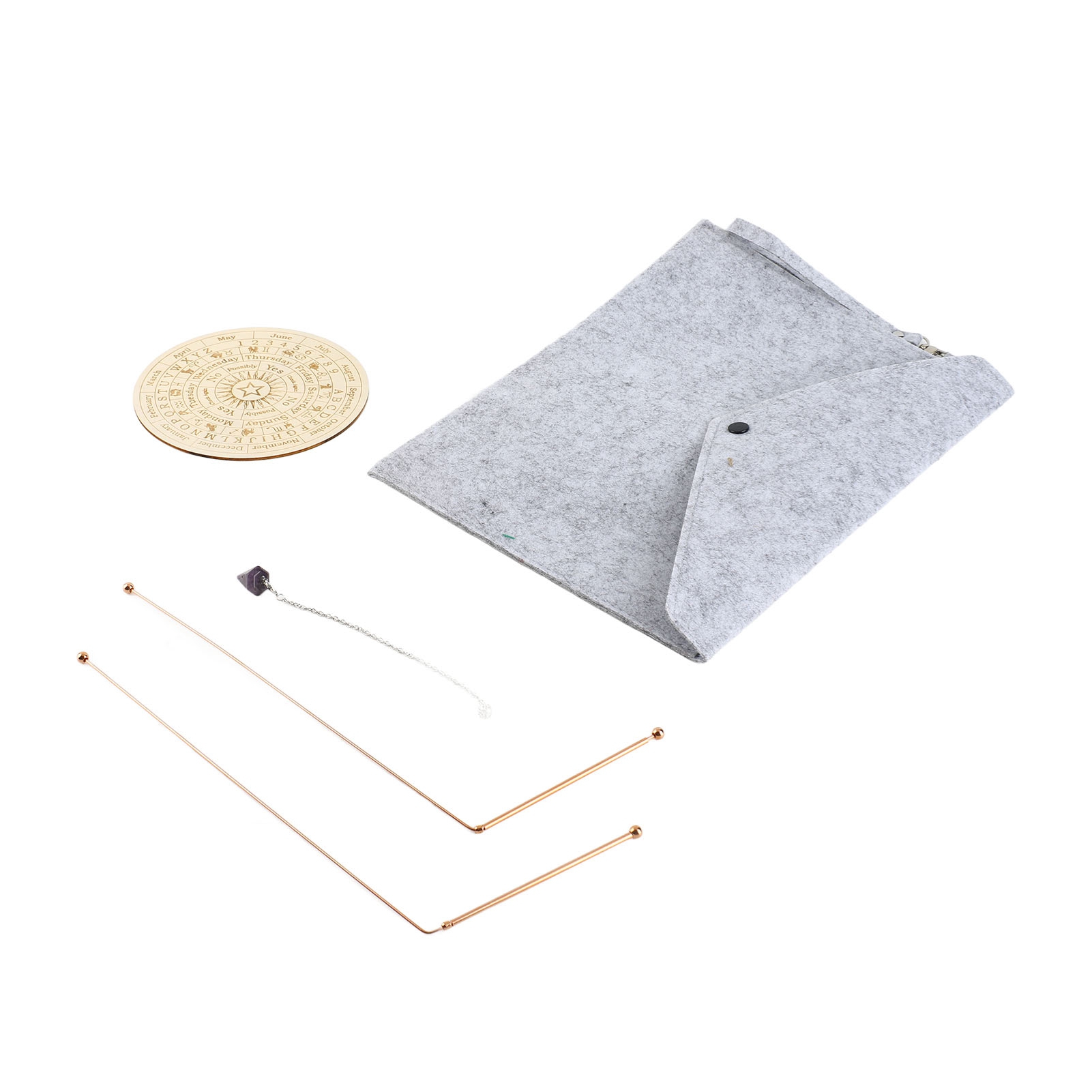 Wünschelruten-set, Pendel Und Wahrsagematte Mit 2 Kupferstäben Und Filzbeutel Zur Schatzsuche