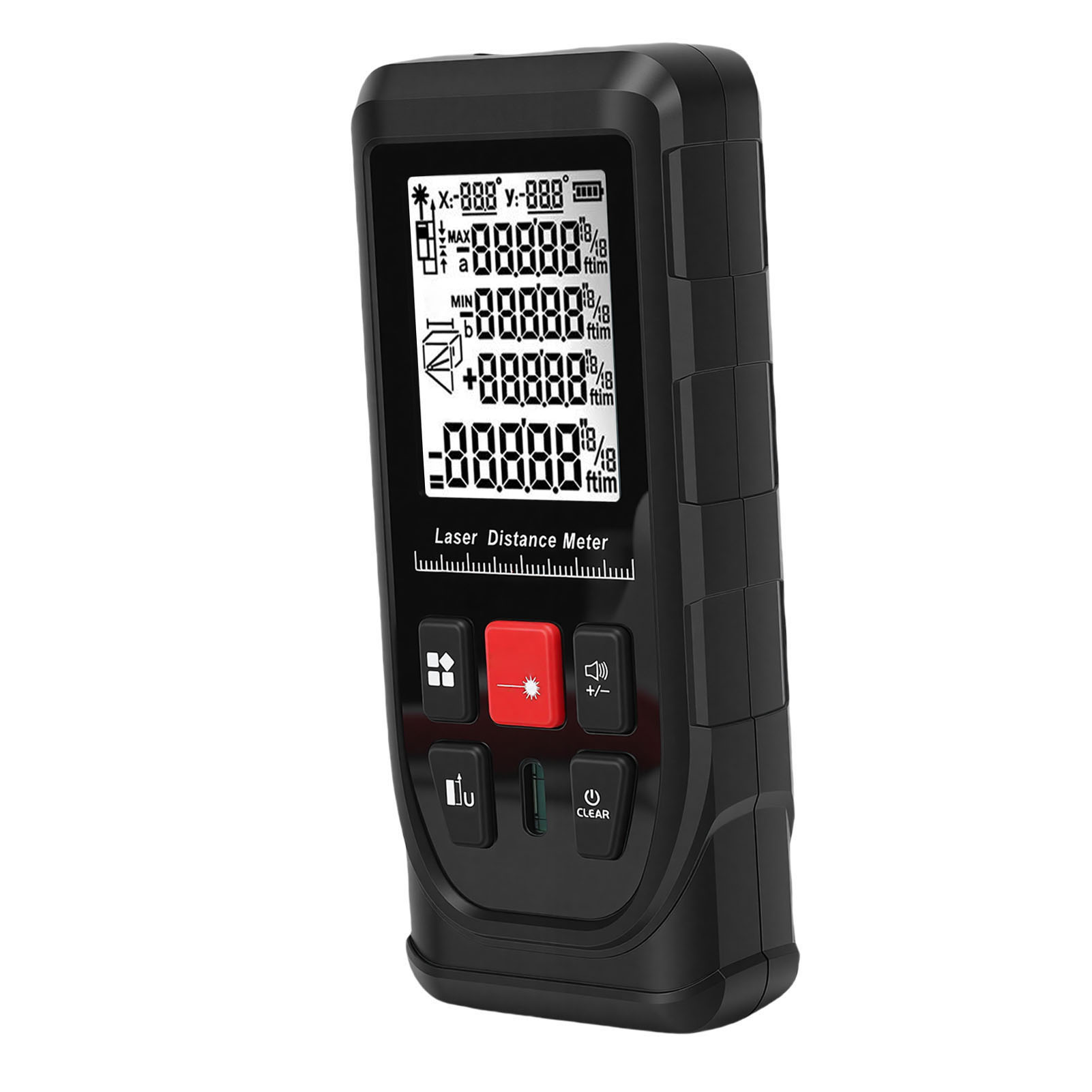 Digitaler Distanzmesser Mit Libelle, Hintergrundbeleuchtetem Lcd-bildschirm, Flächen- Und Volumenmessgerät Für Bauprojekte, 50 M (165 Ft)
