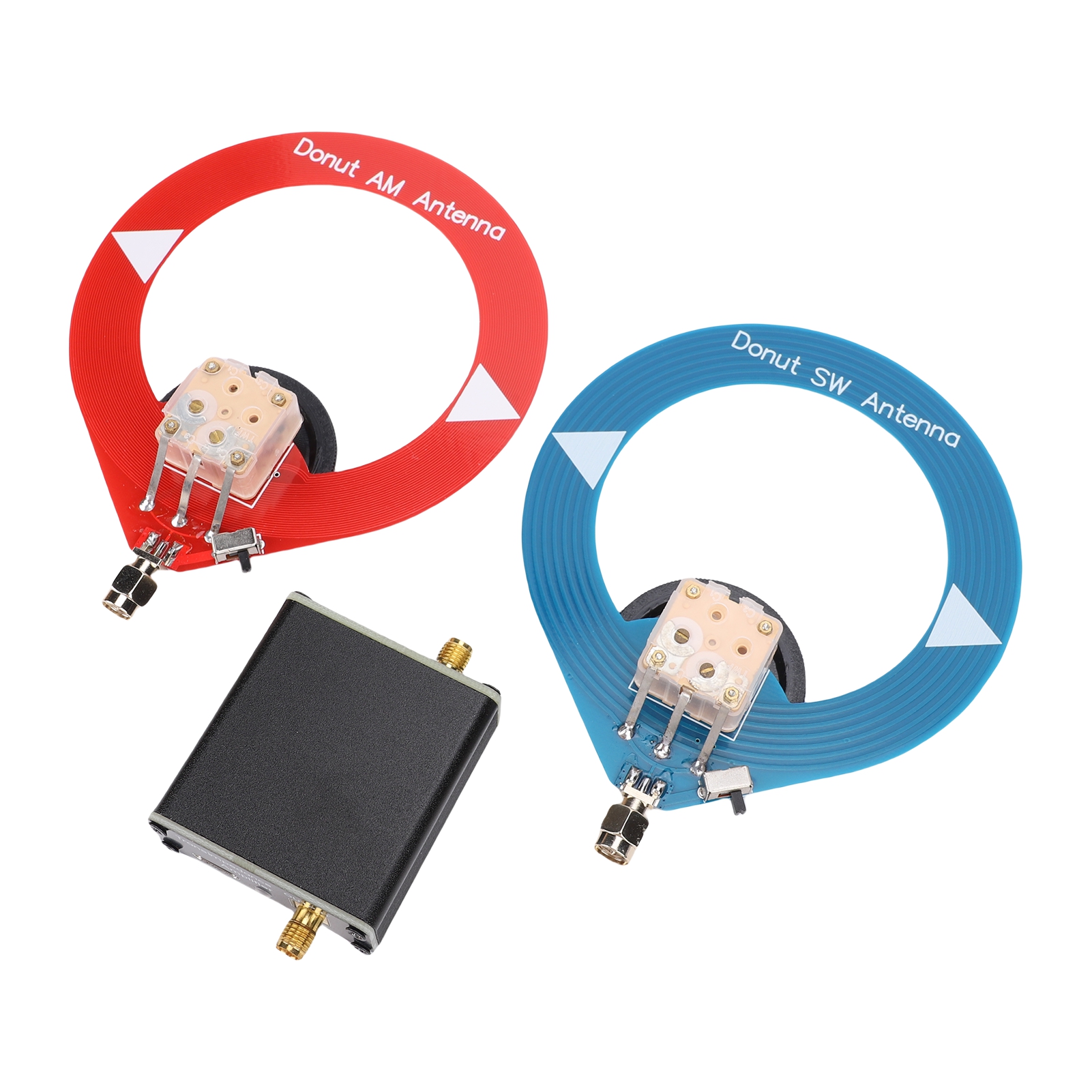 Kreisförmige, Donutartige Antennen: Blau (kurzwelle 4 Mhz-24 Mhz) Und Rot (mittelwelle 500 Khz-2000 Khz) Für Indoor-radio, Heimkino, Stereoanlage, Audio-video Und Stromversorgung.