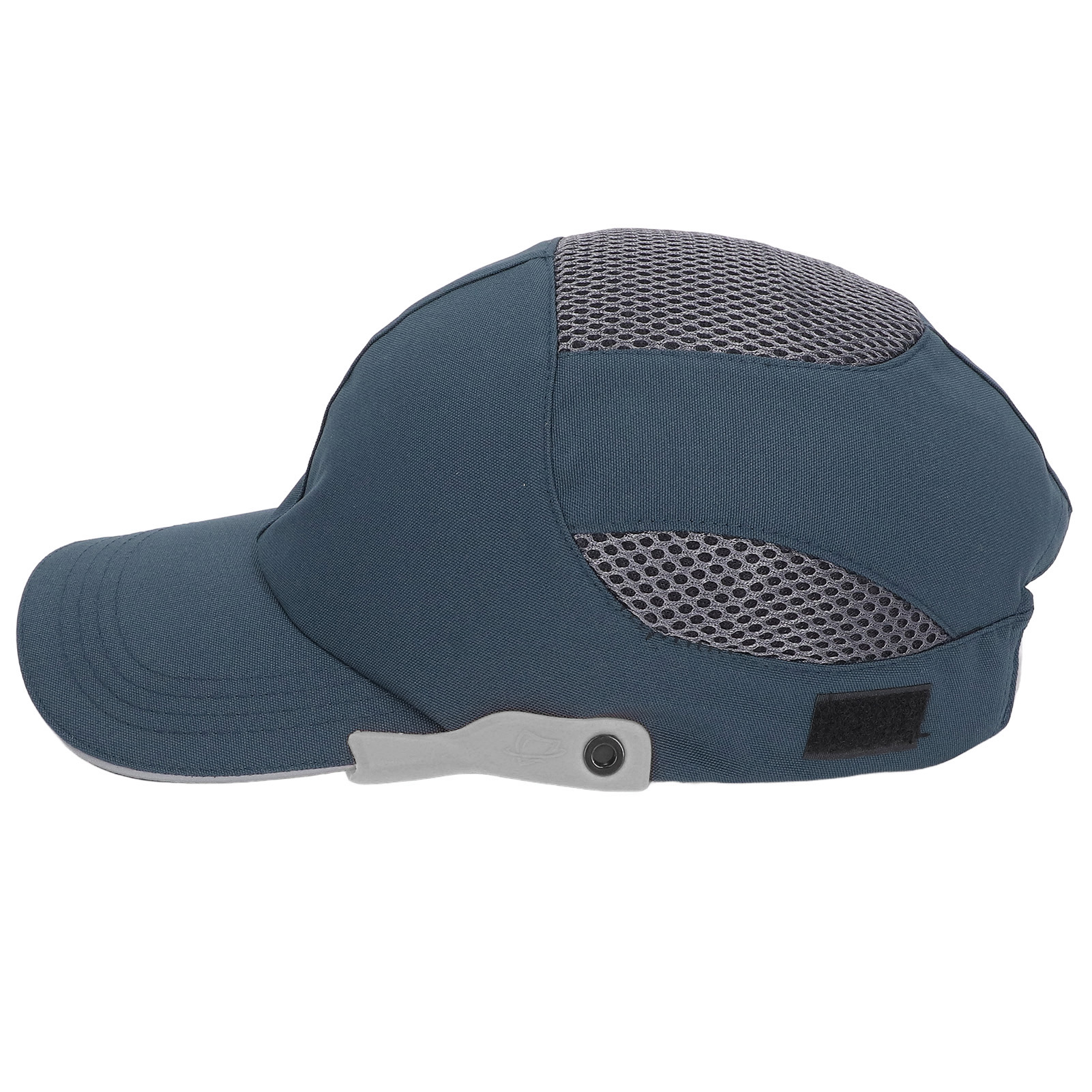 Schutzhelm Mit Atmungsaktivem Und Verstellbarem Visier Für Sport Und Arbeit, Blau Mit Grauen Zierelementen.