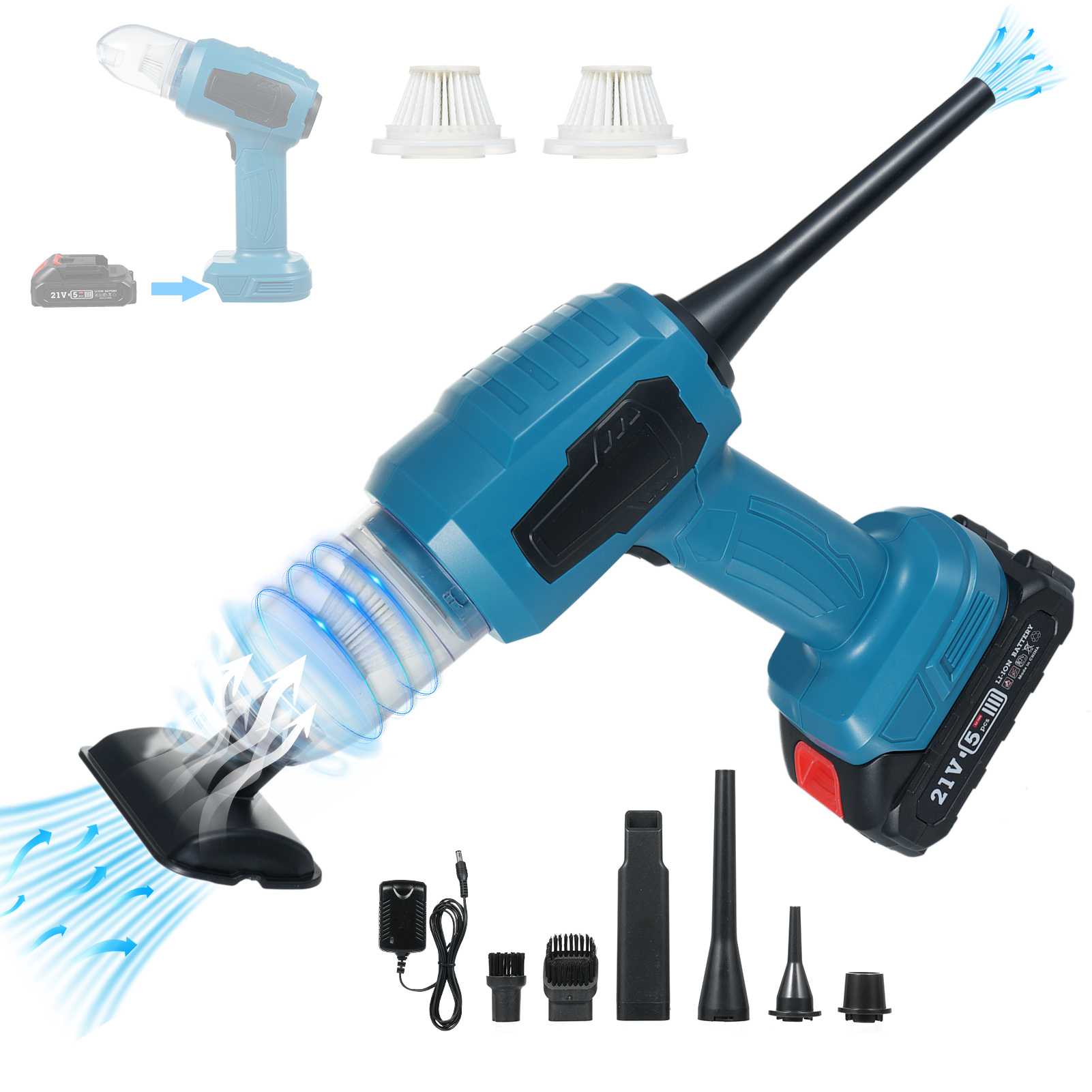 Leistungsstarker (16.000 Pa) 4-in-1-handstaubsauger Für Auto, Haushalt, Büro Und Haustiere. 1500-mah-akku Und Diverse Aufsätze.