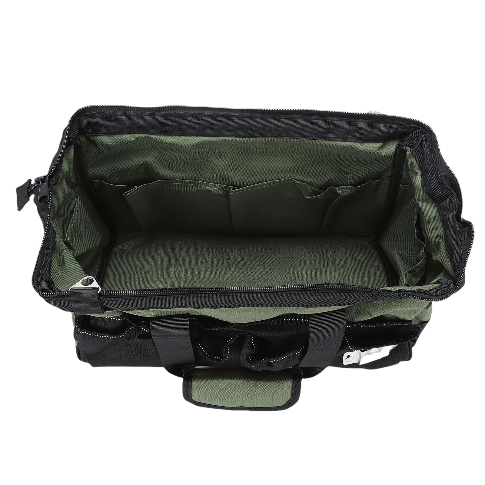 Robuste 15-zoll-werkzeugtasche, Großes Fassungsvermögen, Werkzeugorganizer Mit Mehreren Fächern, Breiter Öffnung, Weichem Griff Und Verstellbarem Schultergurt.