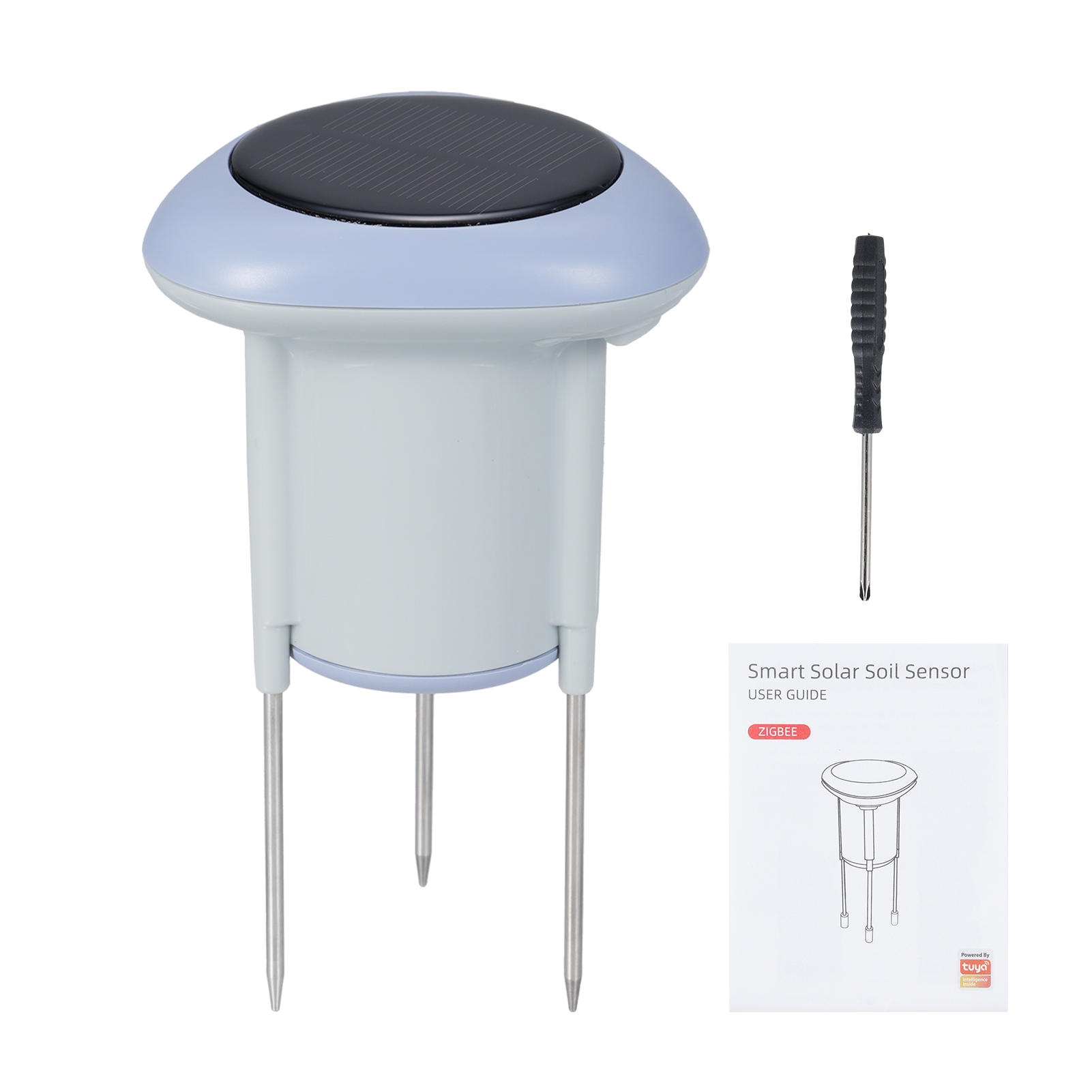 Intelligenter Solar-bodensensor: Temperatur- Und Feuchtigkeitsmessung, Bodenqualitätsprüfung, Zigbee 3.0-kompatibel Mit Zigbee-gateway, Intelligente Szenenverknüpfung.