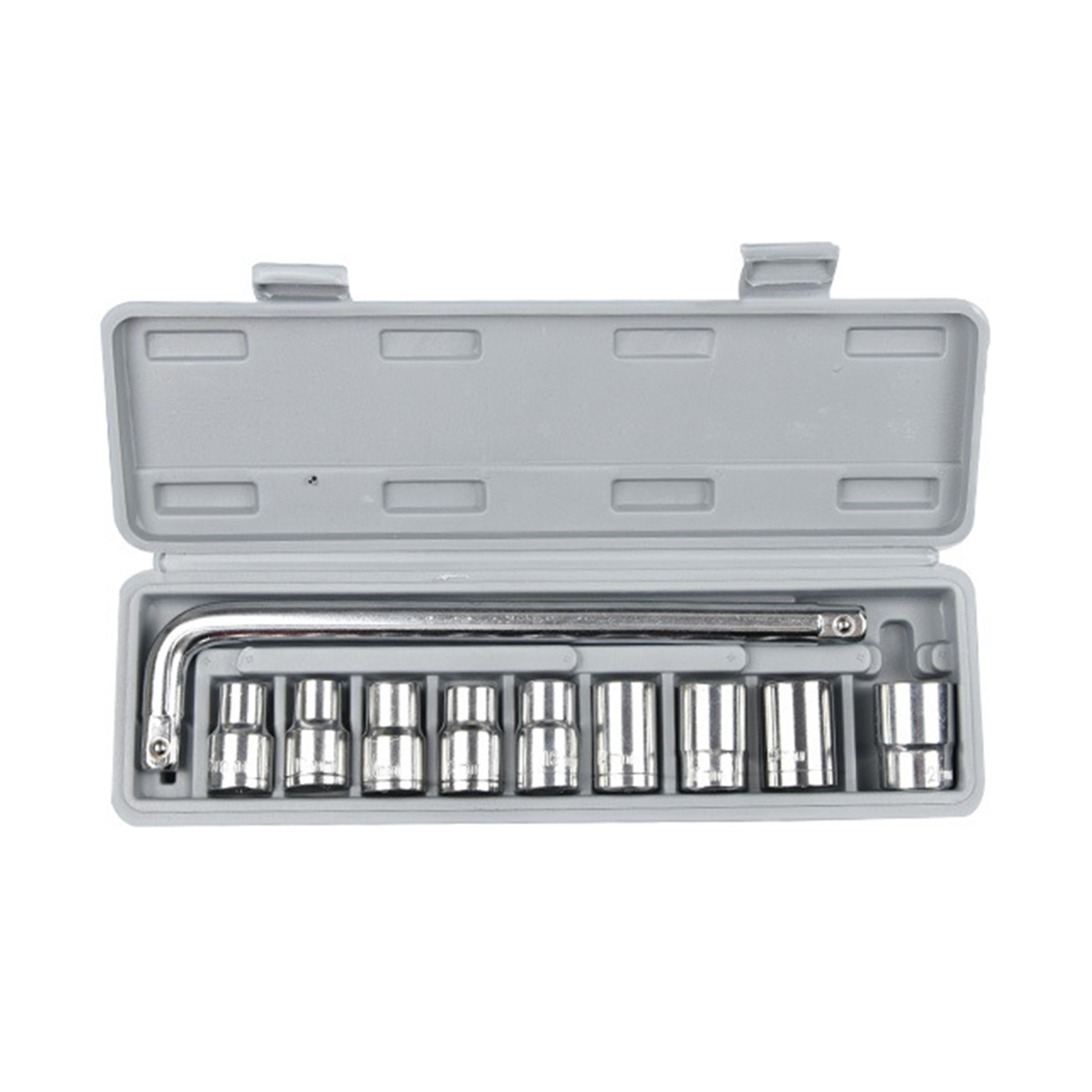 Satz Von 10 1/2" (8-21 Mm) Steckschlüsseln Für Kfz- Und Mechanische Reparaturen, Mit Grauer Aufbewahrungsbox.